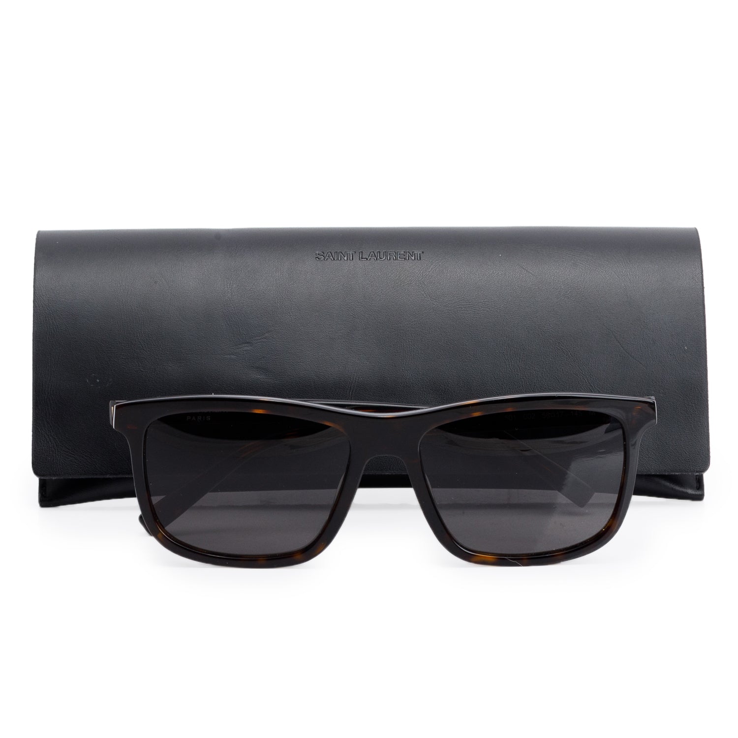 Saint Laurent SL 501 Havana Acetate Square Sunglasses w/ Case