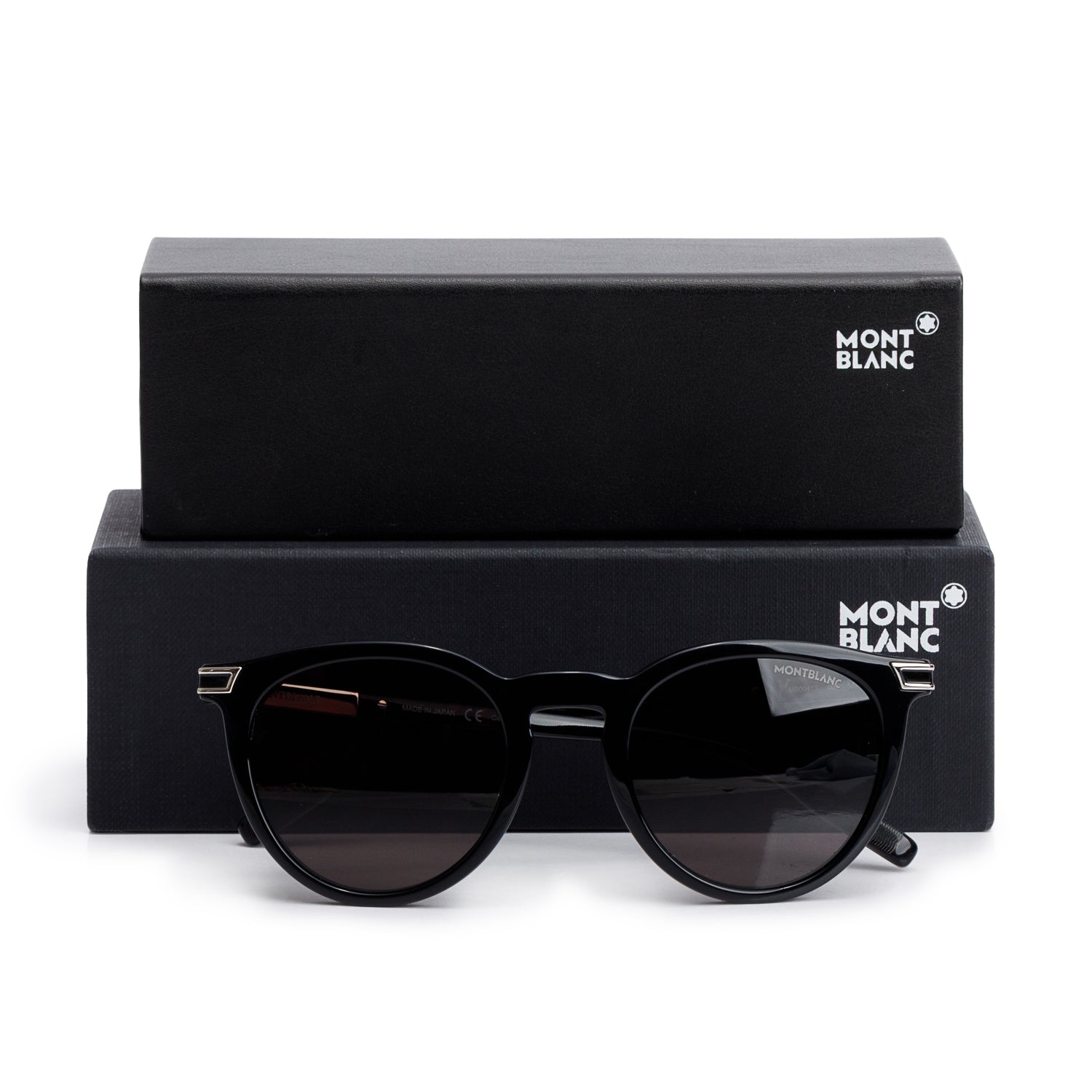 Montblanc MB 0041S Black Acetate Round Sunglasses w/ Box, Case & Authenticity Card