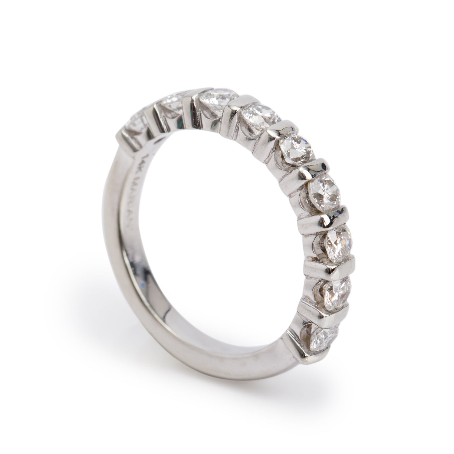 14k White Gold 0.72 tcw. Diamond Half Eternity Wedding Band Ring, Size 4.25