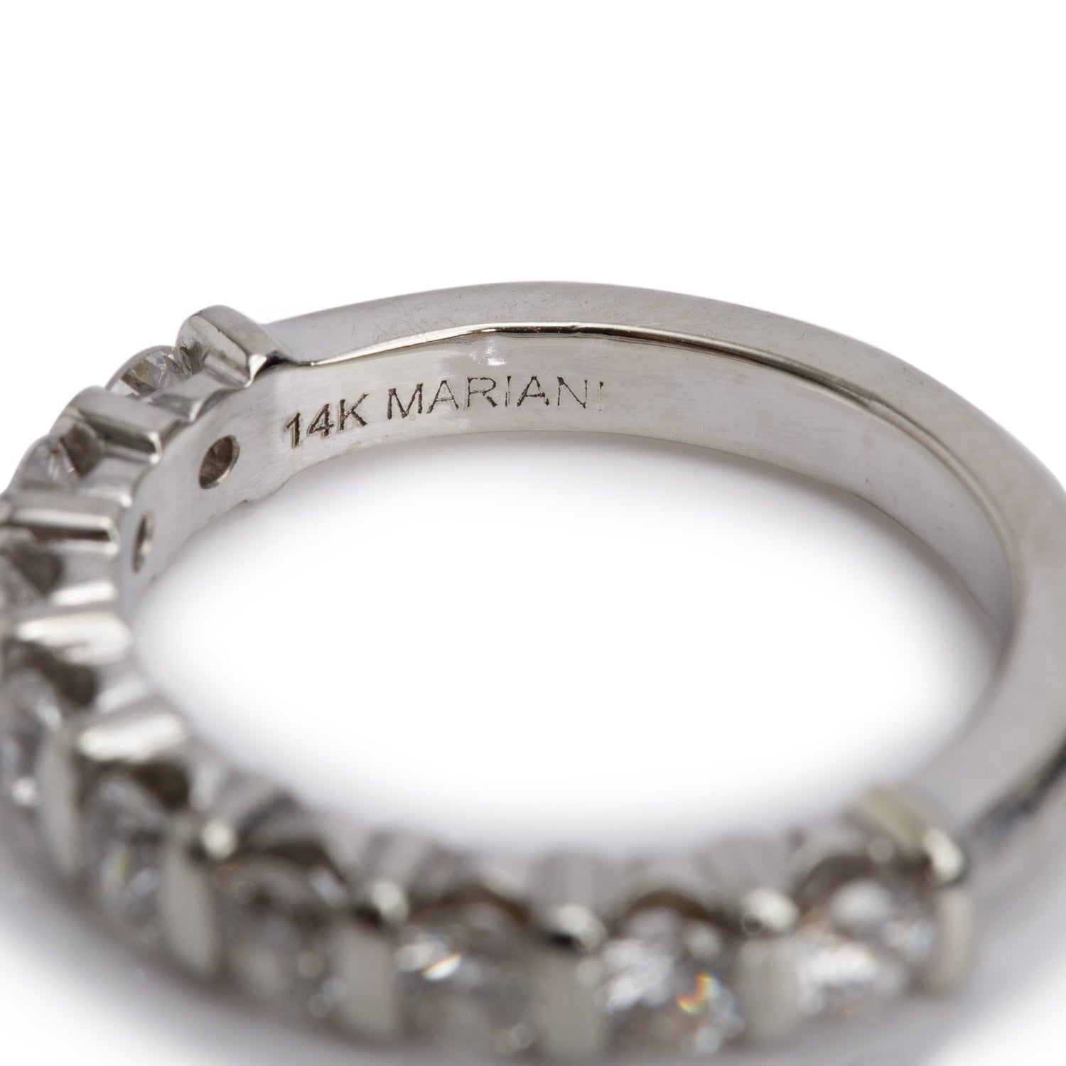 14k White Gold 0.72 tcw. Diamond Half Eternity Wedding Band Ring, Size 4.25