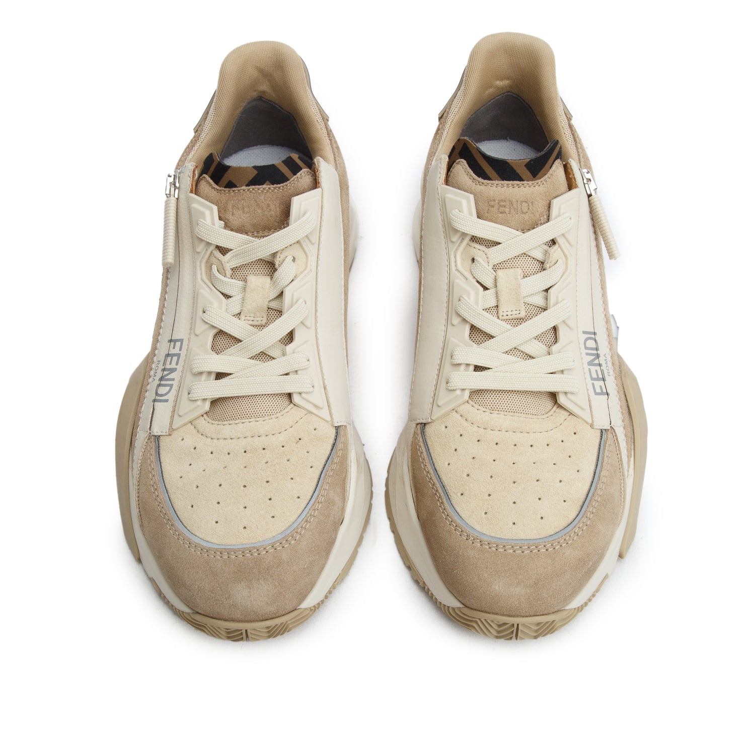 Fendi 2024 Brown Suede Fendi Flow Low Top Sneakers, Women's Size 40 w/ Receipt