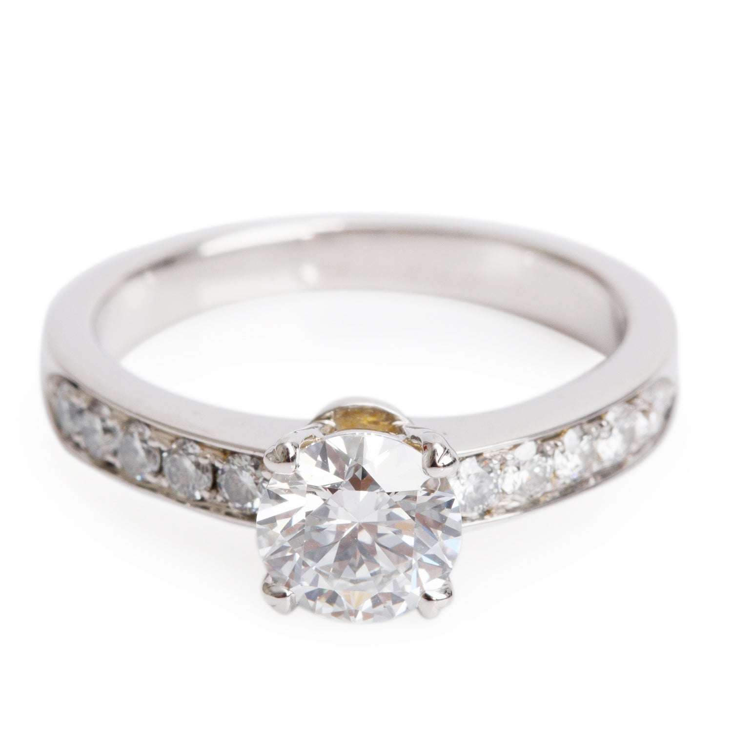 18k White Gold 1.01 ct. Round Cut Diamond Engagement Ring, Size 7 w/ GIA Certificate