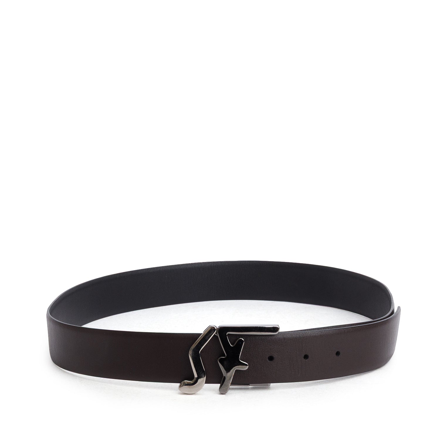 Ferragamo Black Brown Calfskin Reversible SF Belt