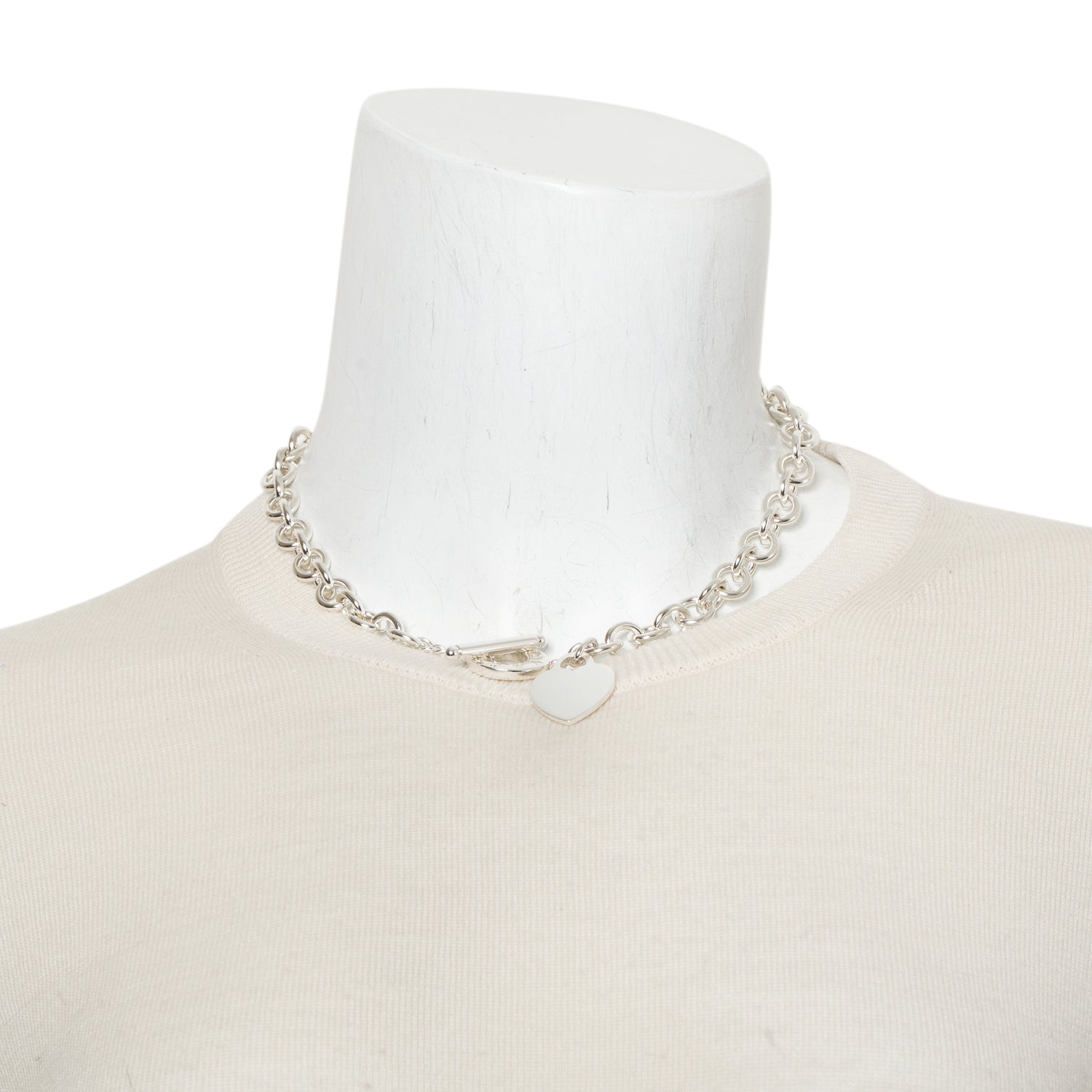 Tiffany & Co. Sterling Silver Heart Tag Necklace with Toggle Clasp