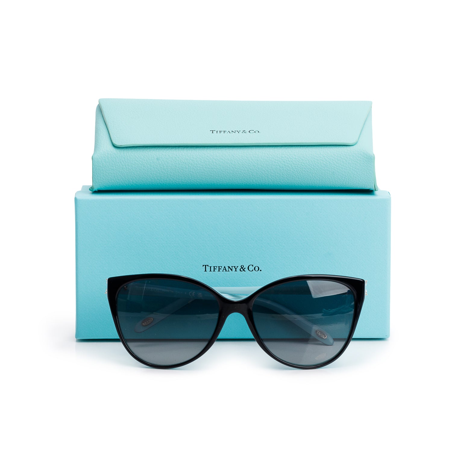 Tiffany TF 4089-B Black Acetate Victoria Cat Eye Gradient Sunglasses w/ Box & Case