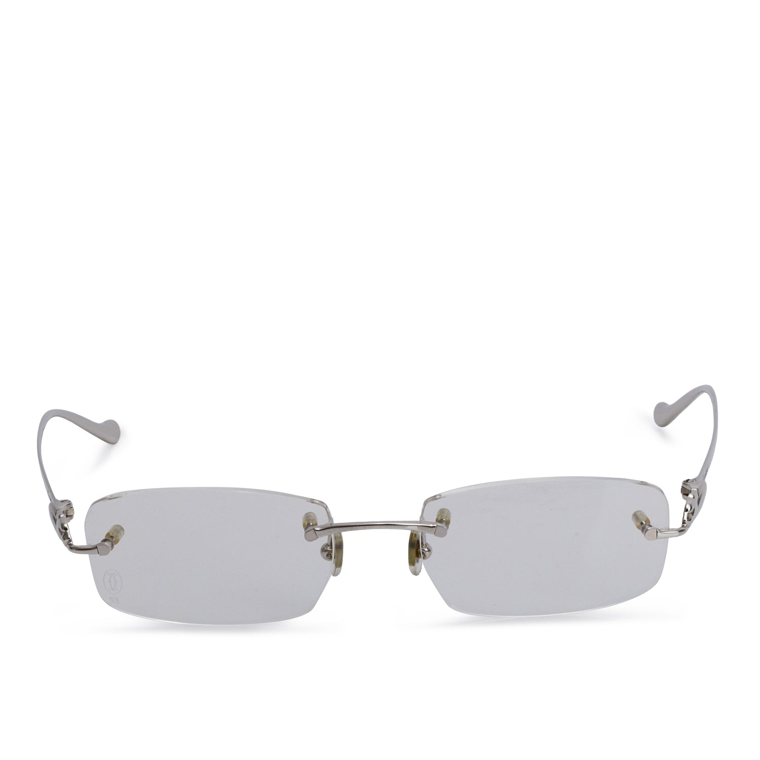 Cartier CT0061O Silver Rimless Panthere de Cartier Square Eye Glasses w/ Box & Case