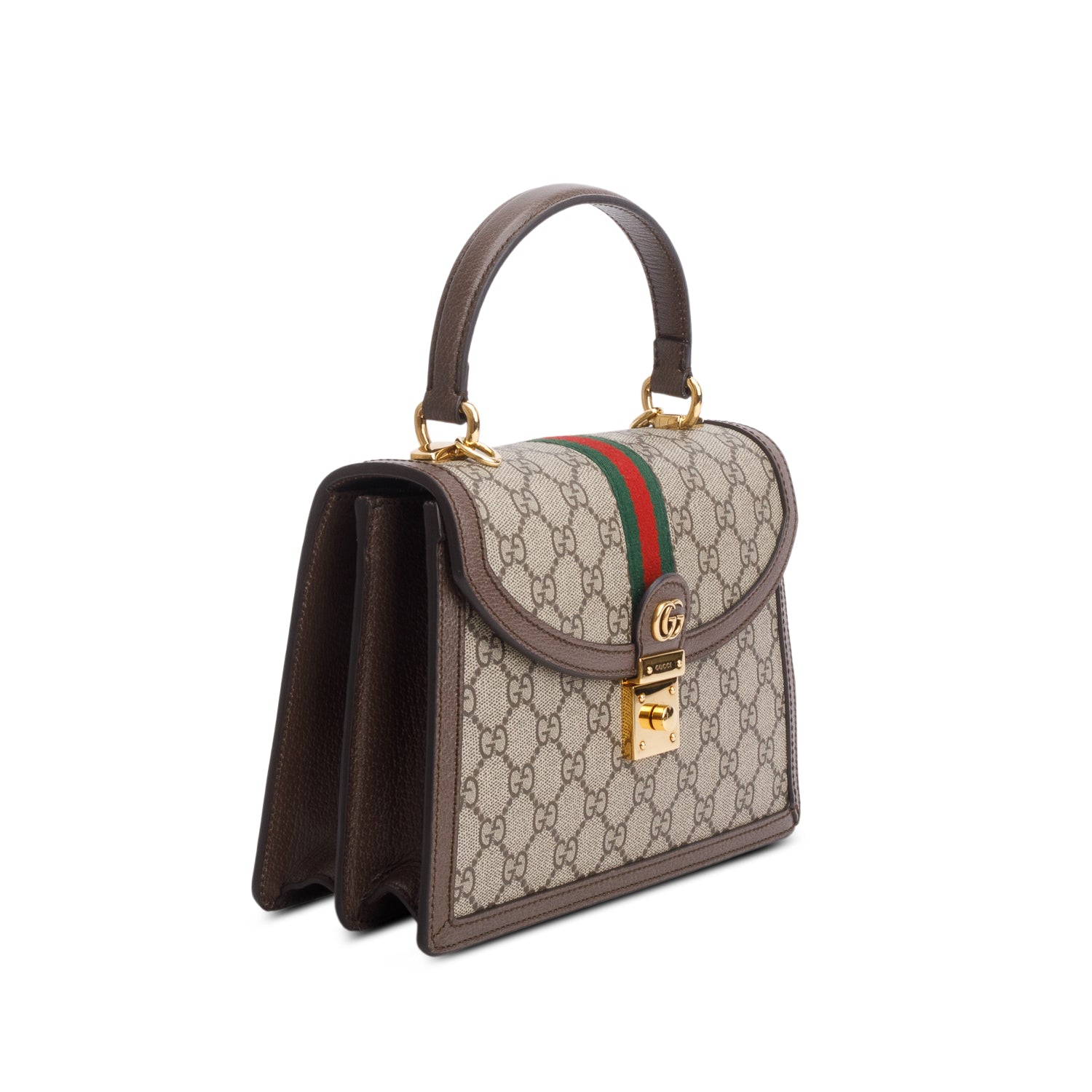 Gucci GG Supreme Monogram Web Medium Ophidia Top Handle Bag w/ Strap