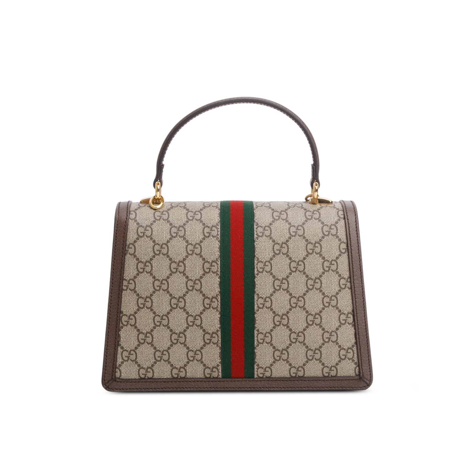 Gucci GG Supreme Monogram Web Medium Ophidia Top Handle Bag w/ Strap