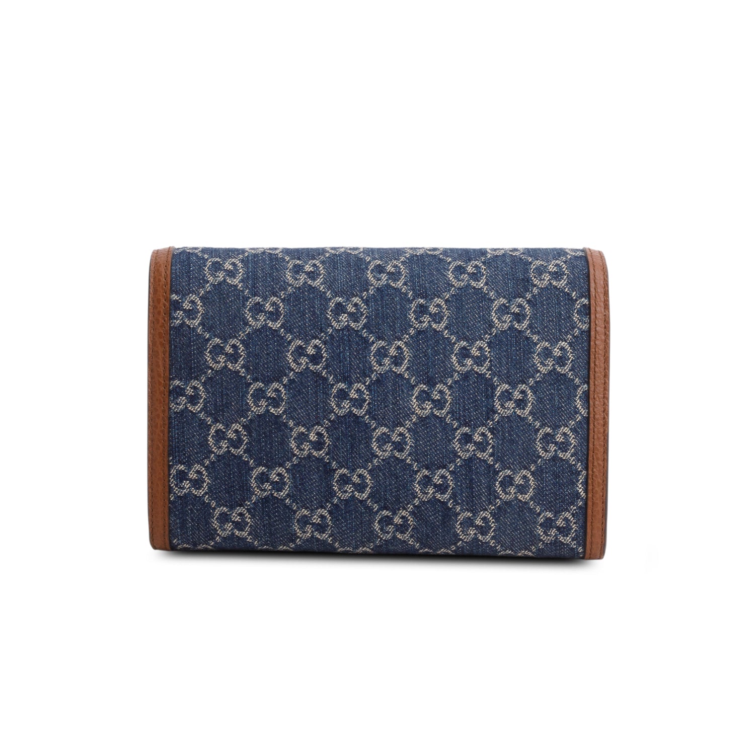 Gucci Blue Denim Jacquard GG Monogram Mini Dionysus Chain Wallet