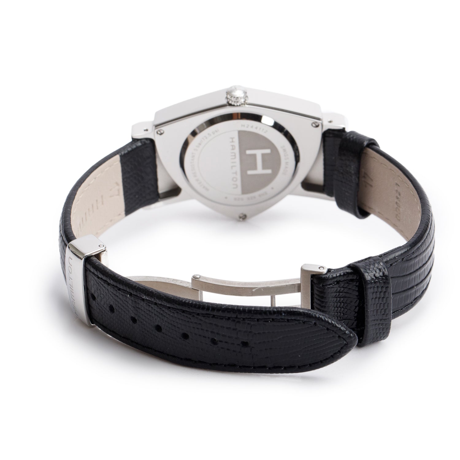Hamilton Stainless Steel Ventura Watch Silver Black Dial H244112