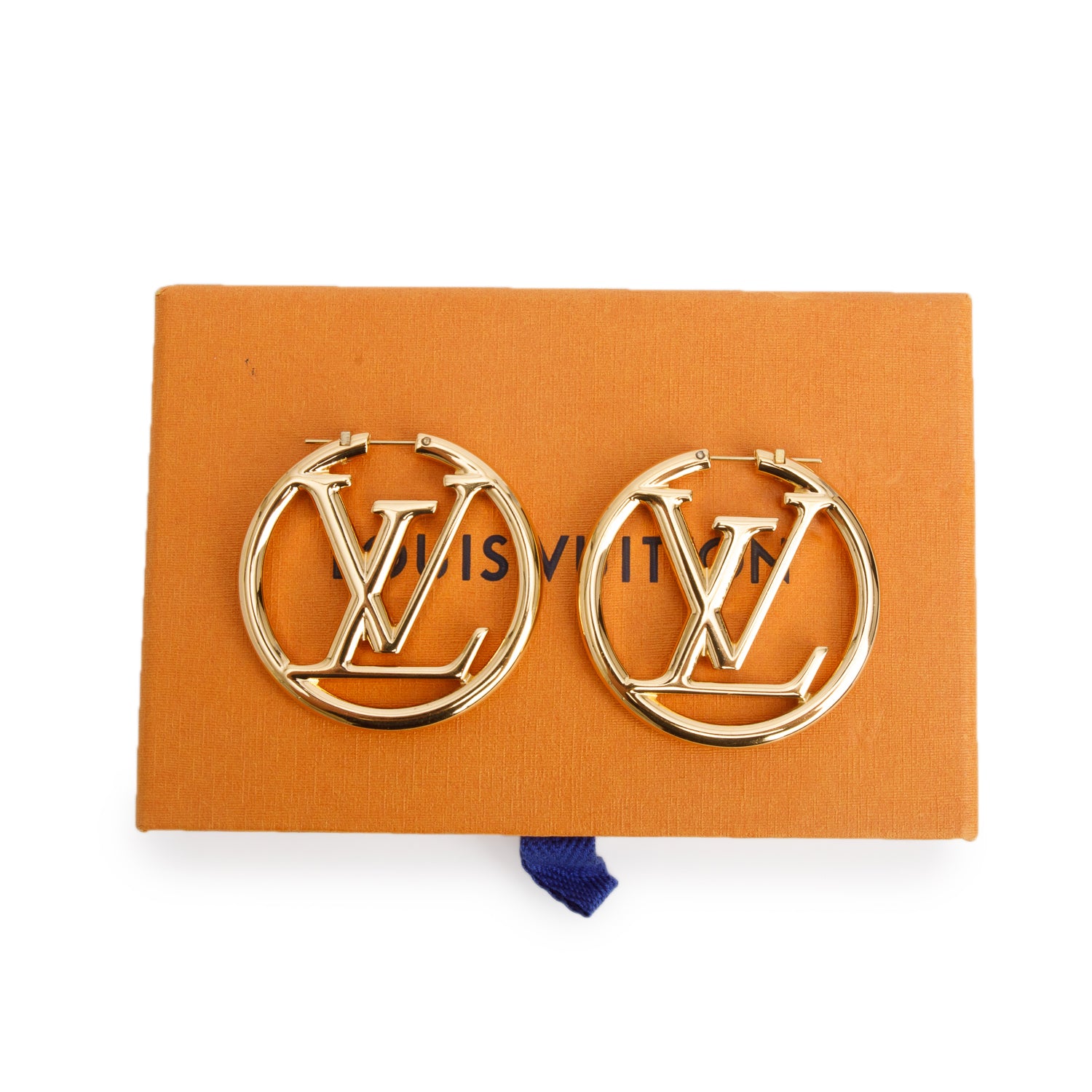 Louis Vuitton 2022 Gold-Plated Louise Hoop GM Earrings w/ Box