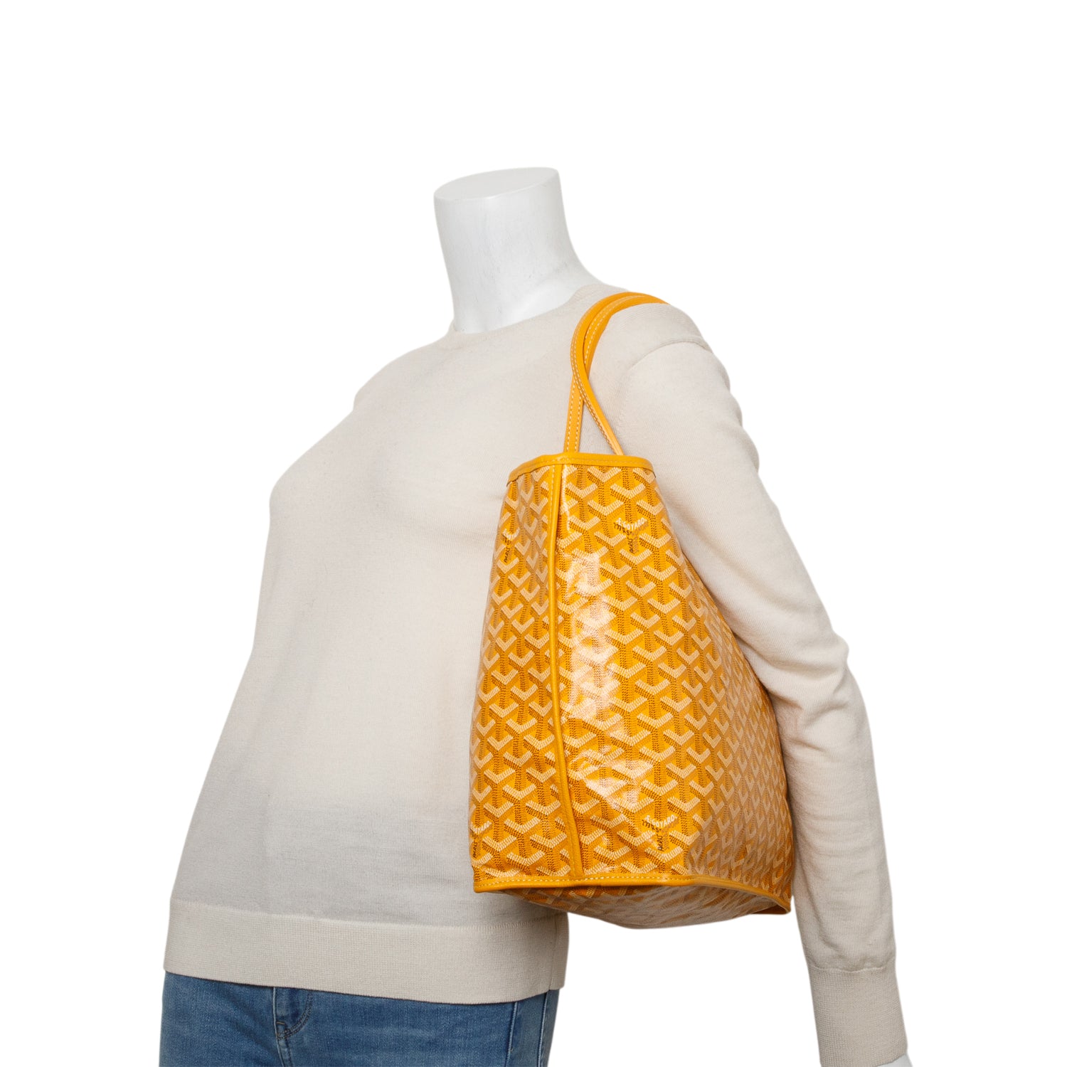 Goyard 2022 Yellow Goyardine Reversible Anjou PM w/ Pouch