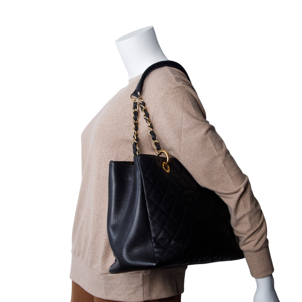 Chanel Black Caviar Leather Grand Shopping Tote (GST) w/ Box
