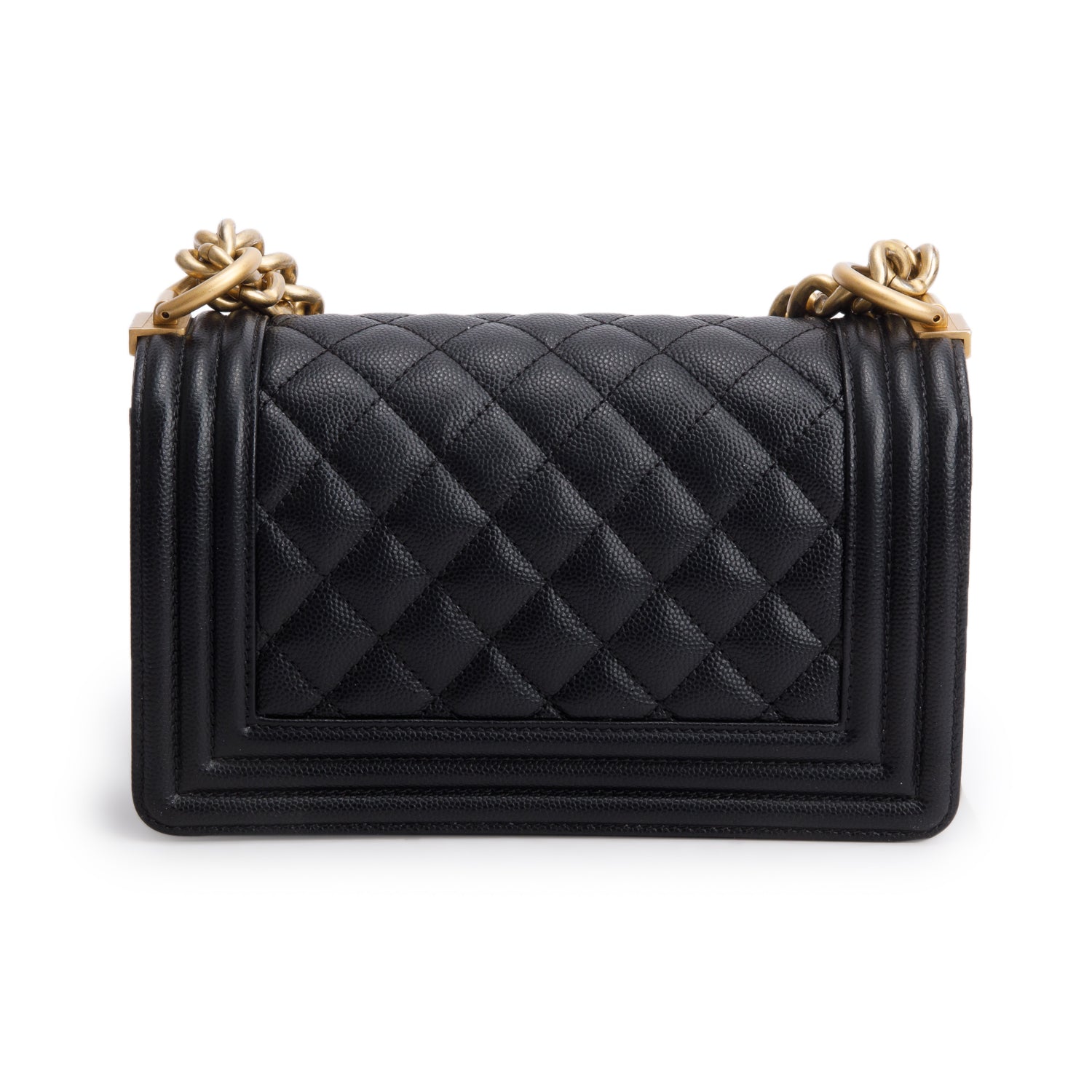 Chanel Black Caviar Leather Small Boy Bag w/ Authenticity Card