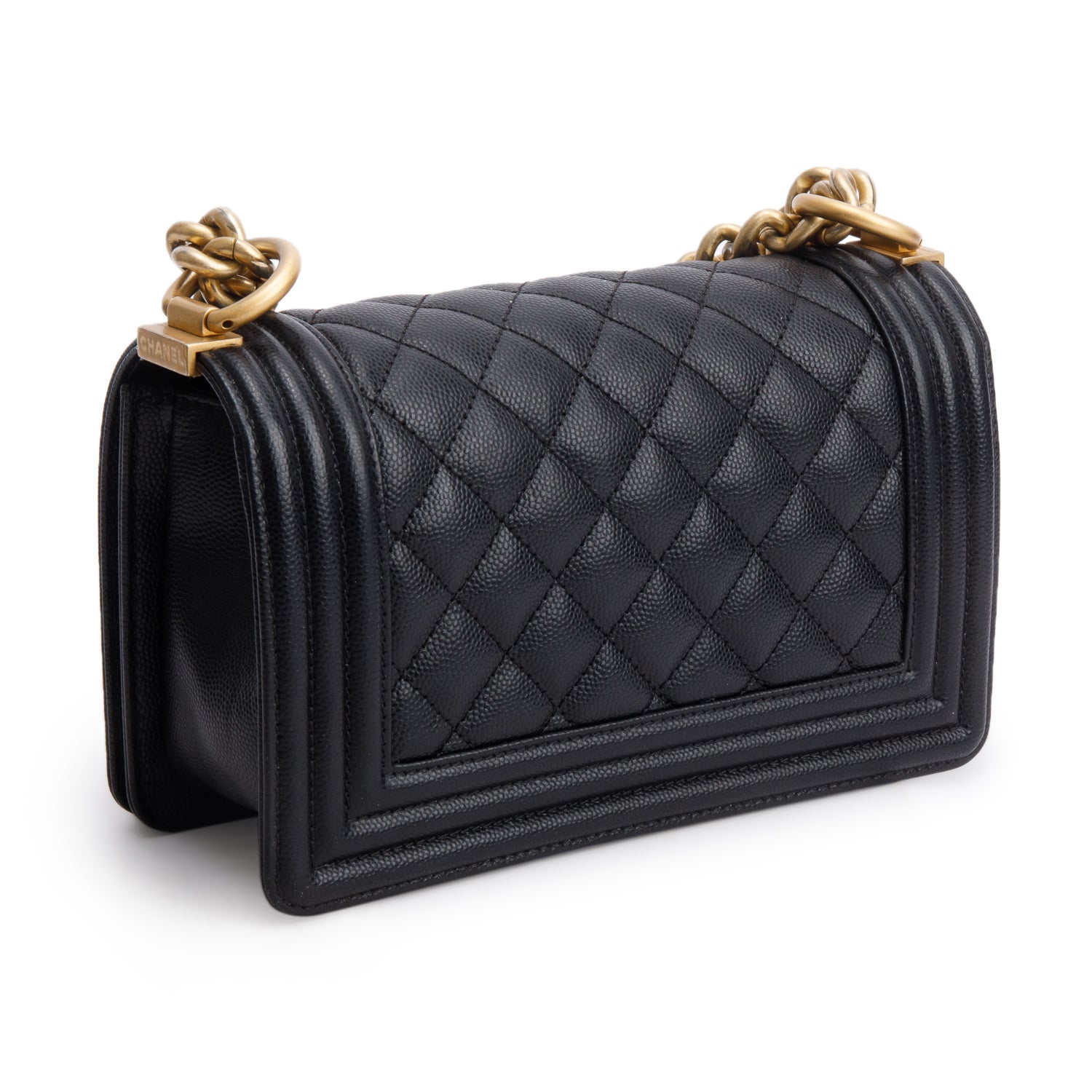 Chanel Black Caviar Leather Small Boy Bag w/ Authenticity Card