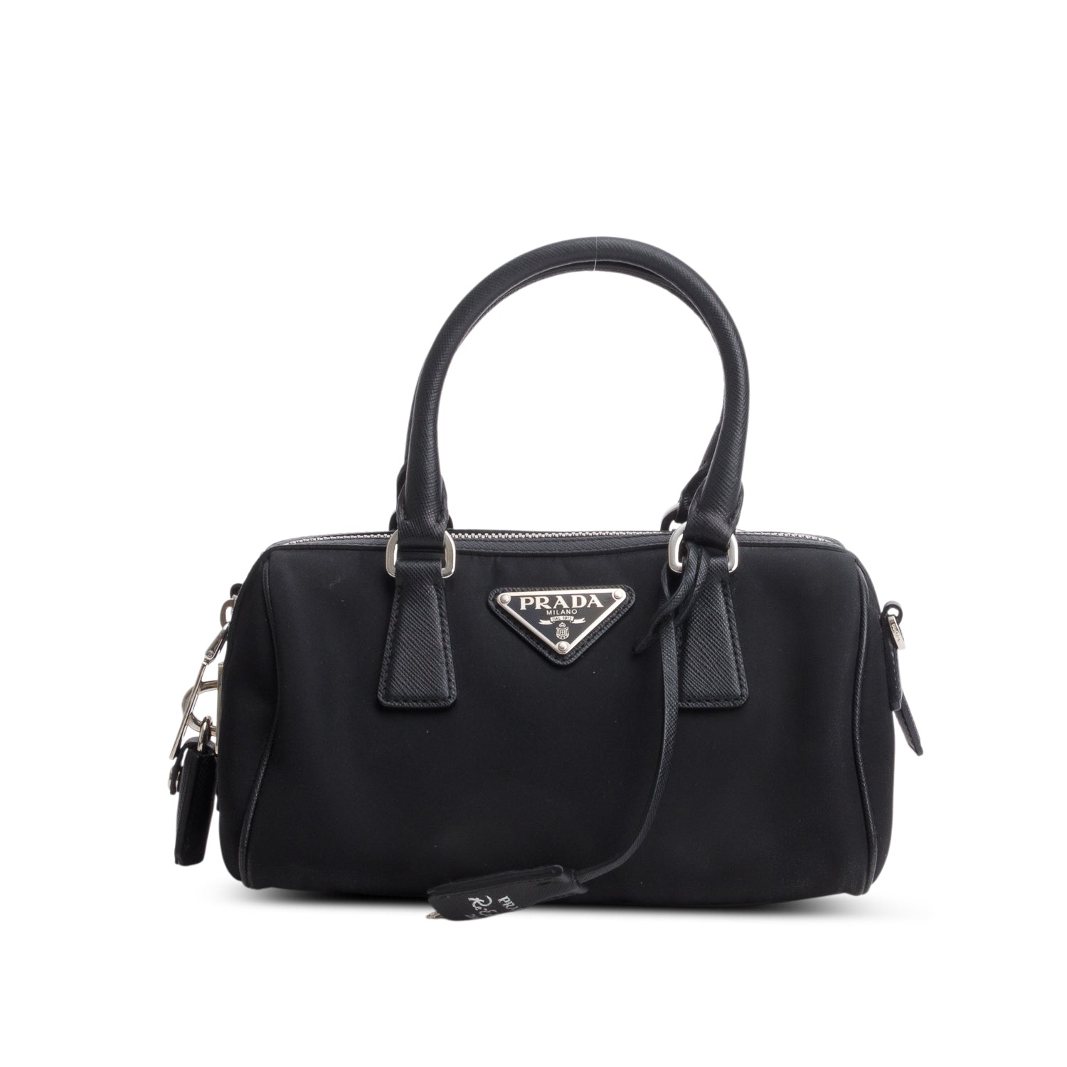 Prada Black Tessuto Nylon Saffiano Mini Re-Edition 2005 Top Handle Bag