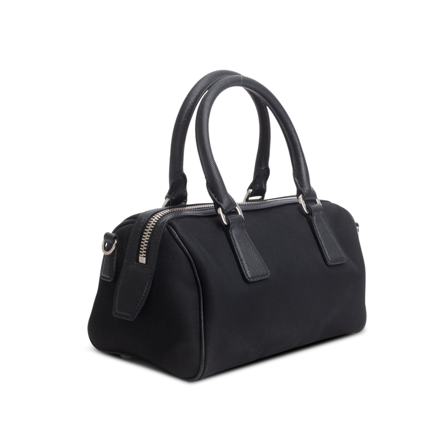 Prada Black Tessuto Nylon Saffiano Mini Re-Edition 2005 Top Handle Bag