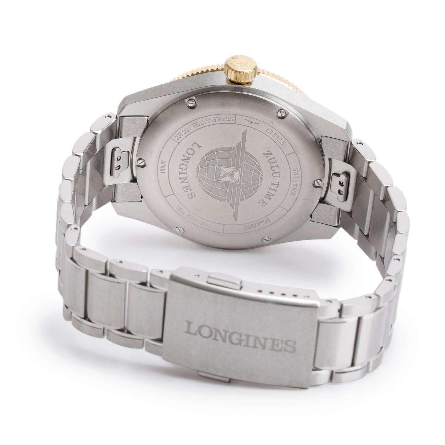 Longines Stainless Steel & 18k Yellow Gold Spirit Zulu 42 MM Automatic Watch Brown Dial w/ Box & Papers