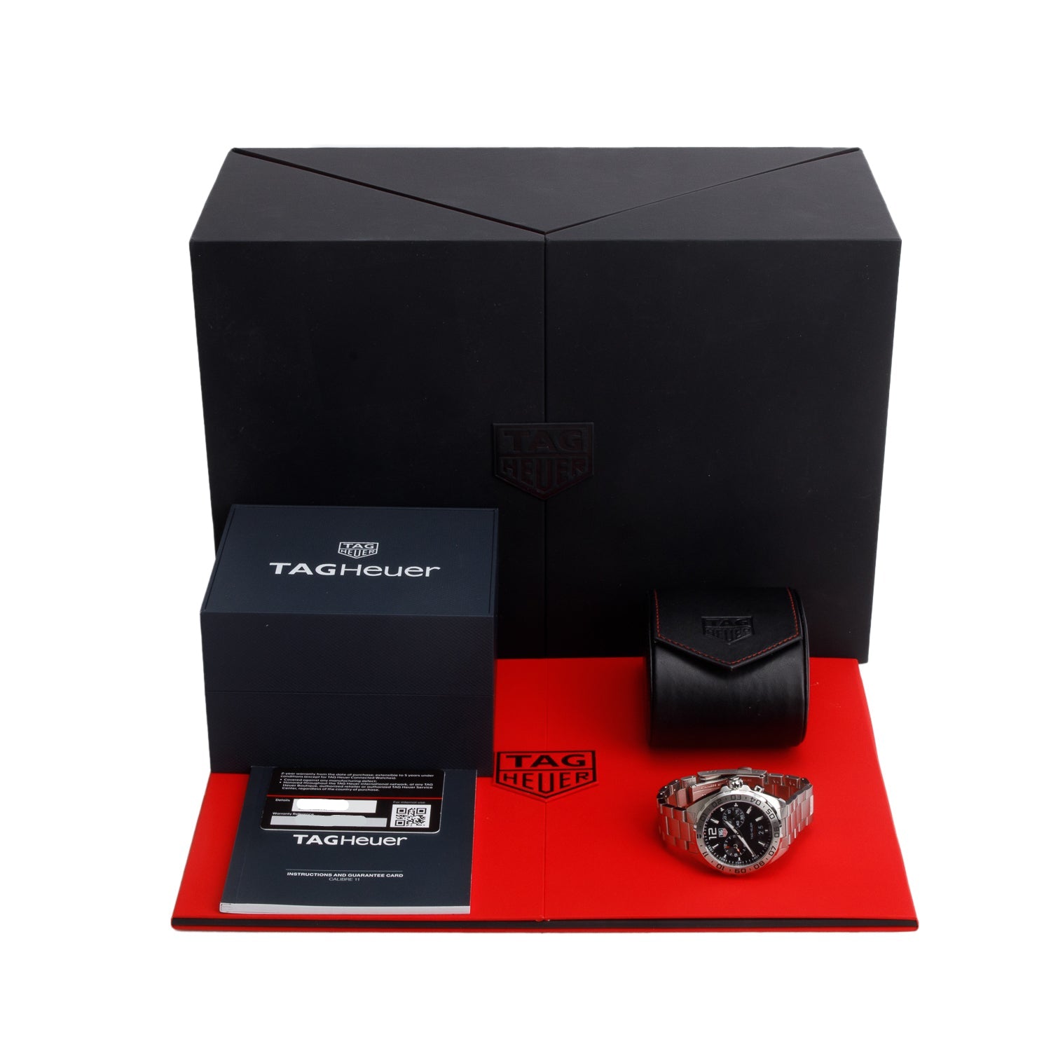 Tag Heuer Stainless Steel Formula 1 Date 41 MM Quartz Watch Black Dial WAZ111A w/ Box & Papers