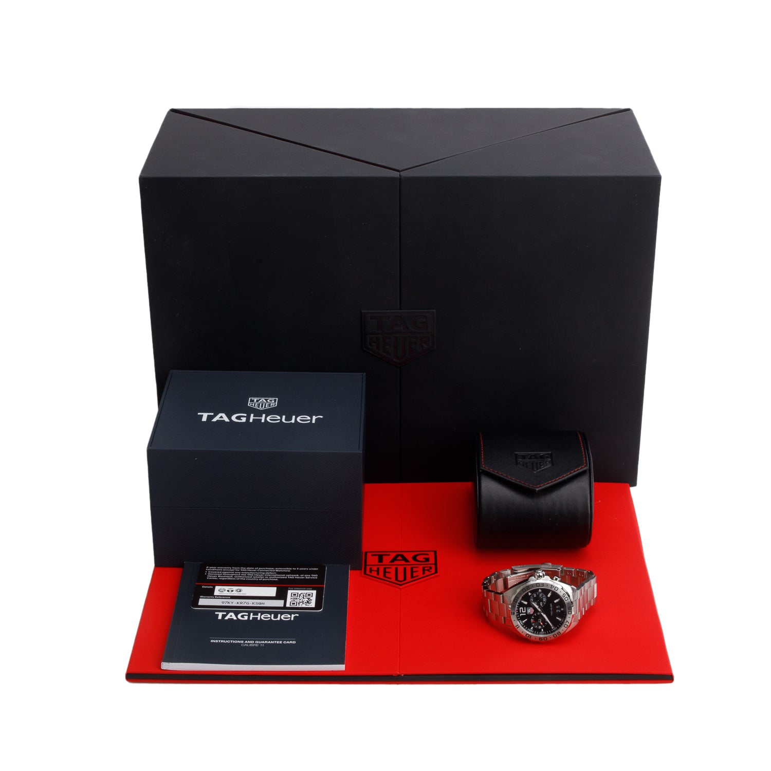 Tag Heuer Stainless Steel Formula 1 Date 41 MM Quartz Watch Black Dial WAZ111A w/ Box & Papers