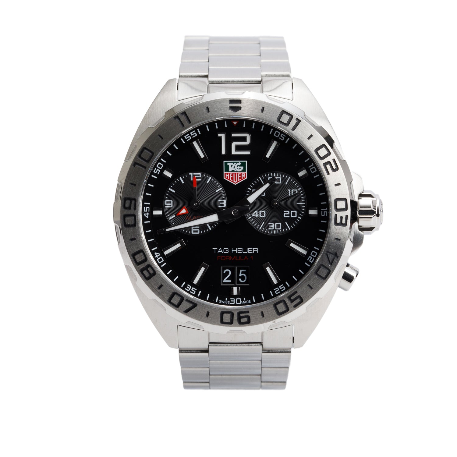 Tag Heuer Stainless Steel Formula 1 Date 41 MM Quartz Watch Black Dial WAZ111A w/ Box & Papers