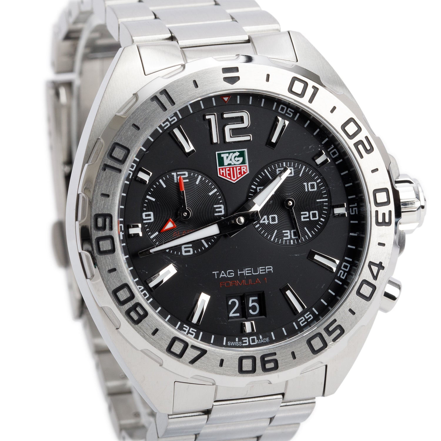 Tag Heuer Stainless Steel Formula 1 Date 41 MM Quartz Watch Black Dial WAZ111A w/ Box & Papers