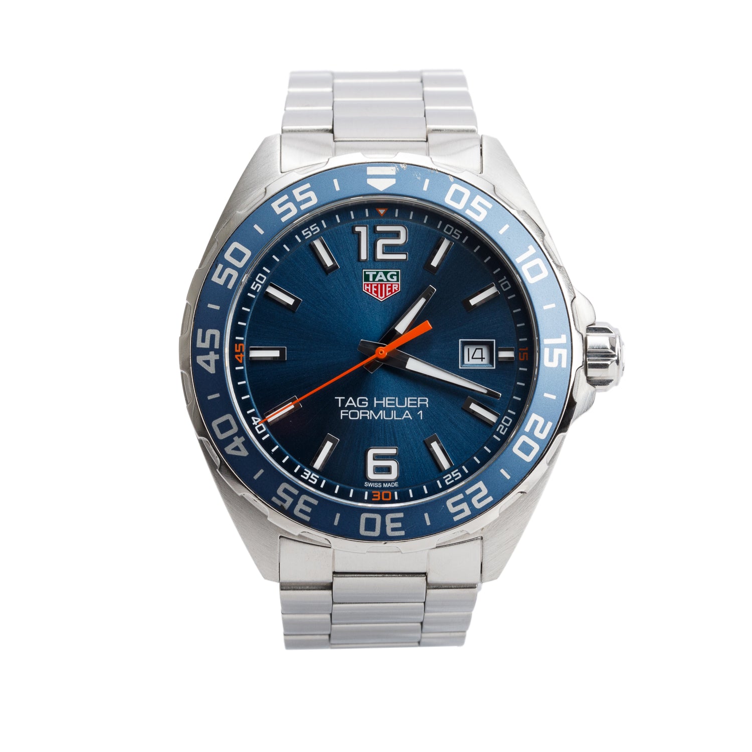 Tag Heuer Stainless Steel Formula 1 43 MM Quartz Watch Blue Dial WAZ1010 w/ Box