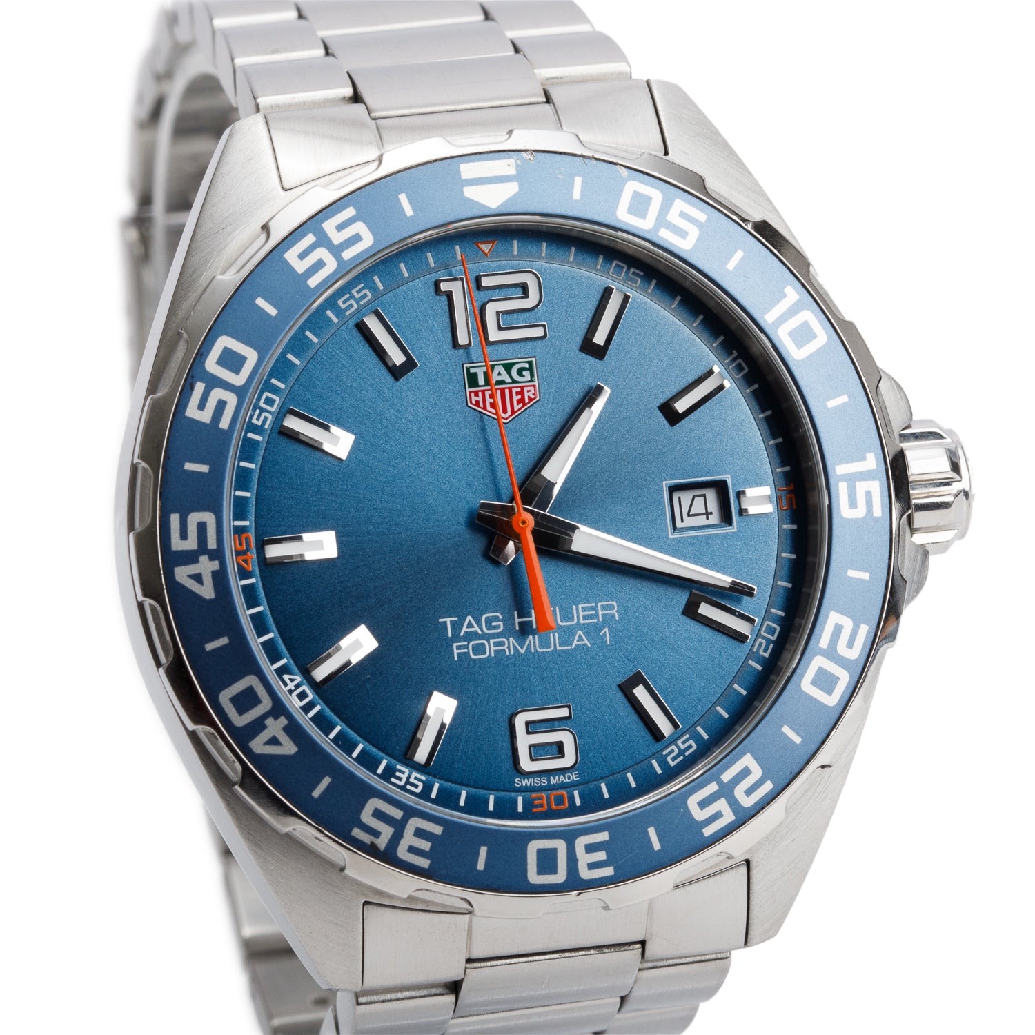Tag Heuer Stainless Steel Formula 1 43 MM Quartz Watch Blue Dial WAZ1010 w/ Box
