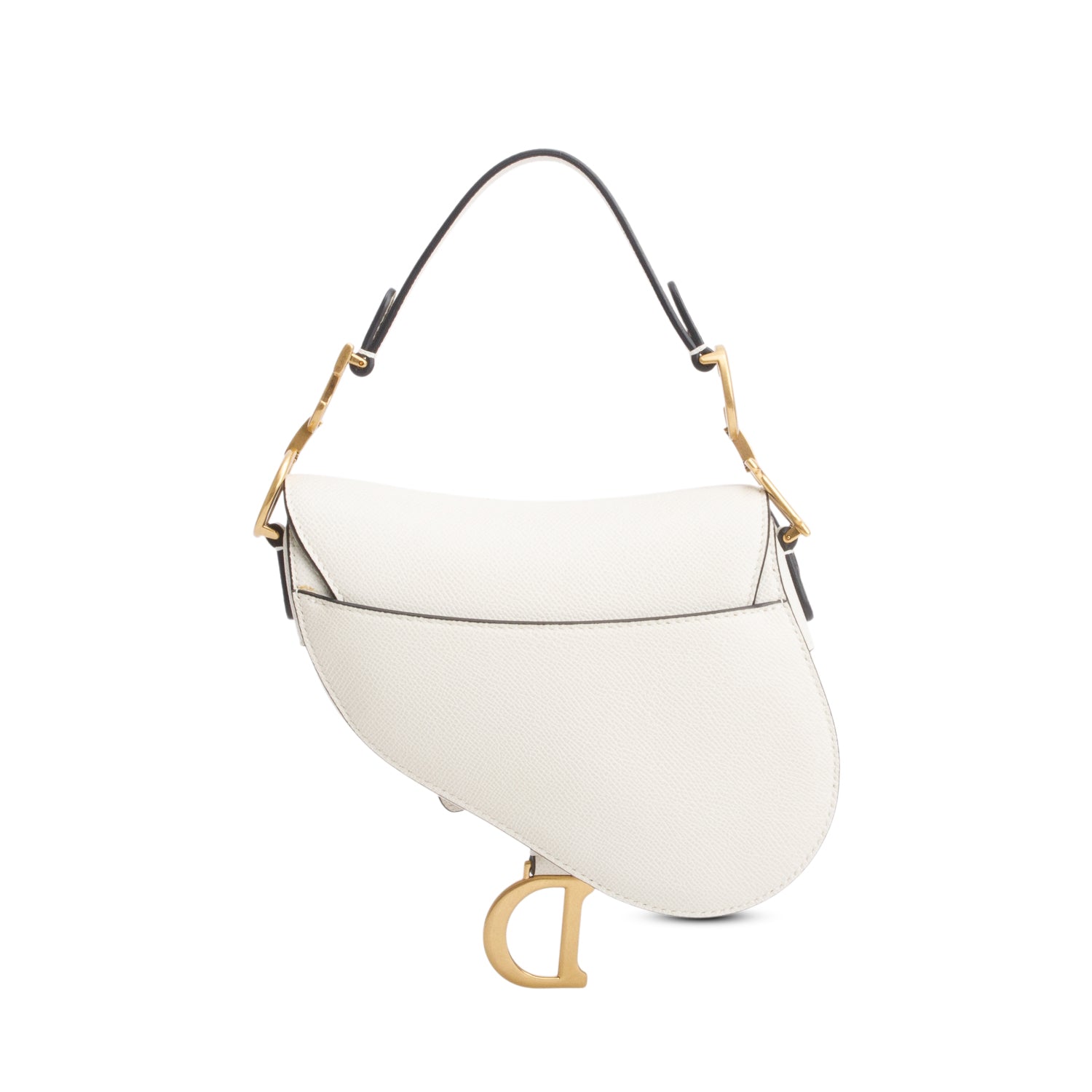 Christian Dior 2021 White Grained Calfskin Mini Saddle Bag