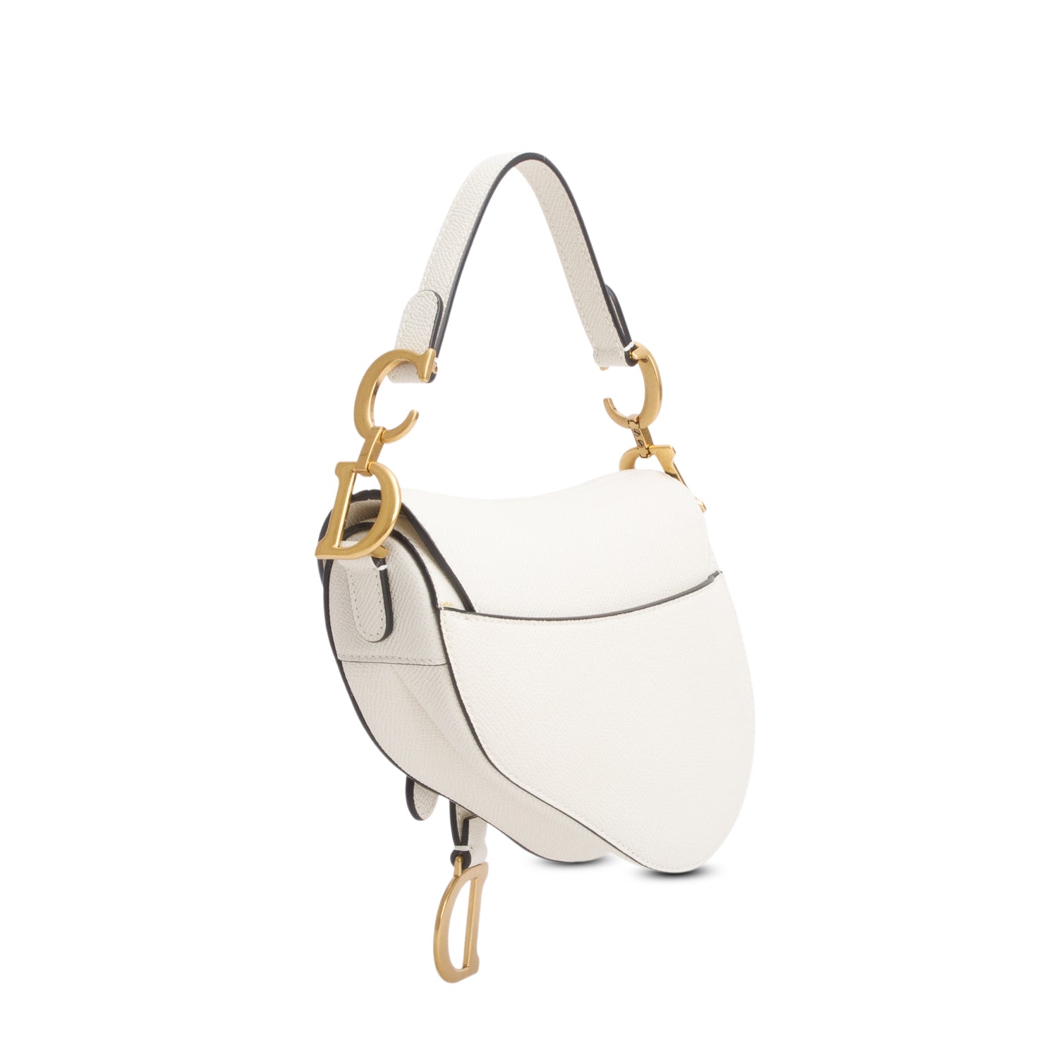 Christian Dior 2021 White Grained Calfskin Mini Saddle Bag