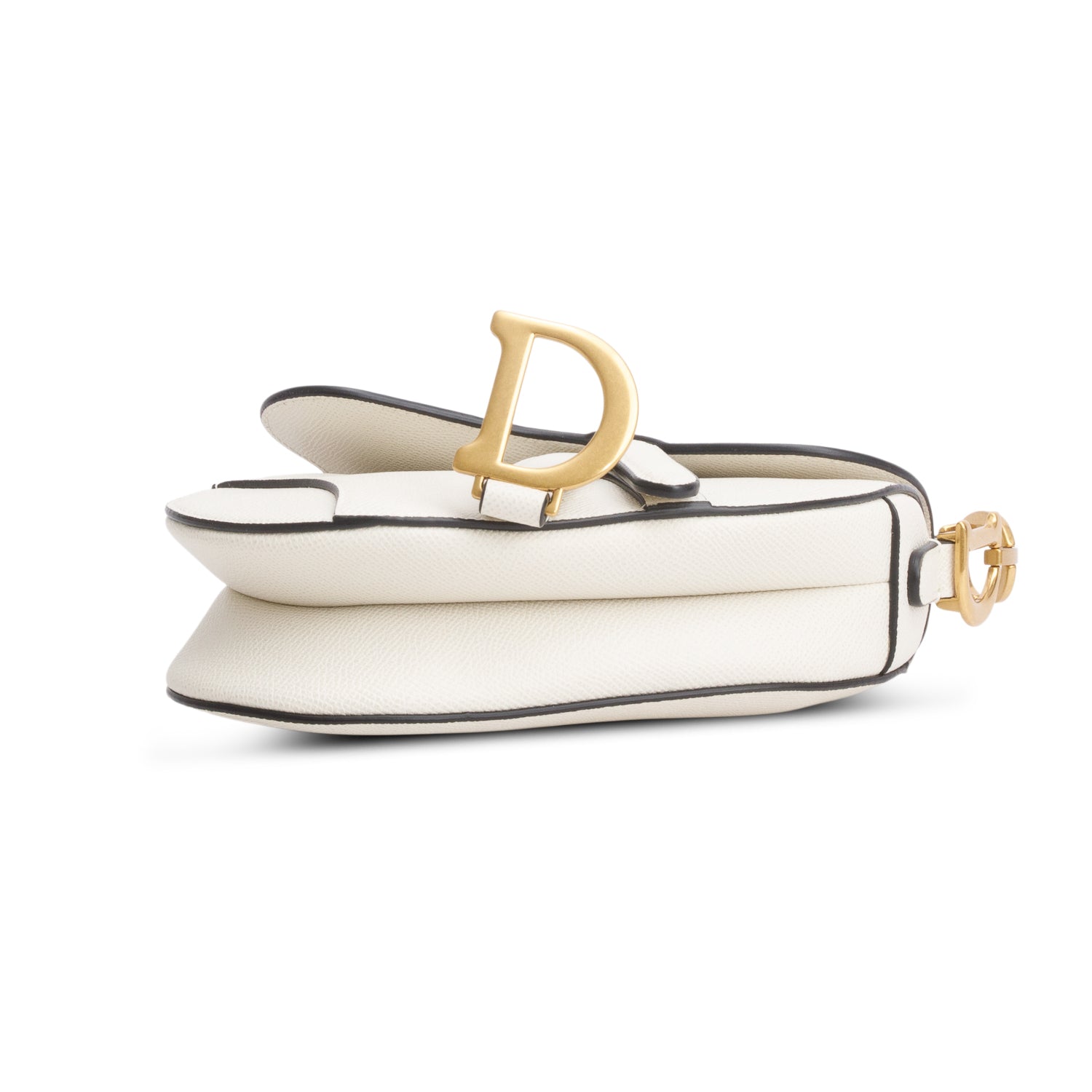 Christian Dior 2021 White Grained Calfskin Mini Saddle Bag