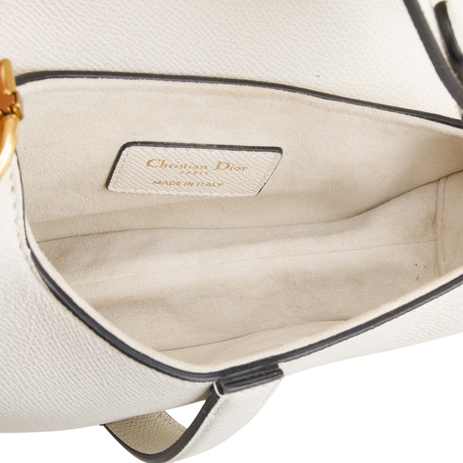 Christian Dior 2021 White Grained Calfskin Mini Saddle Bag