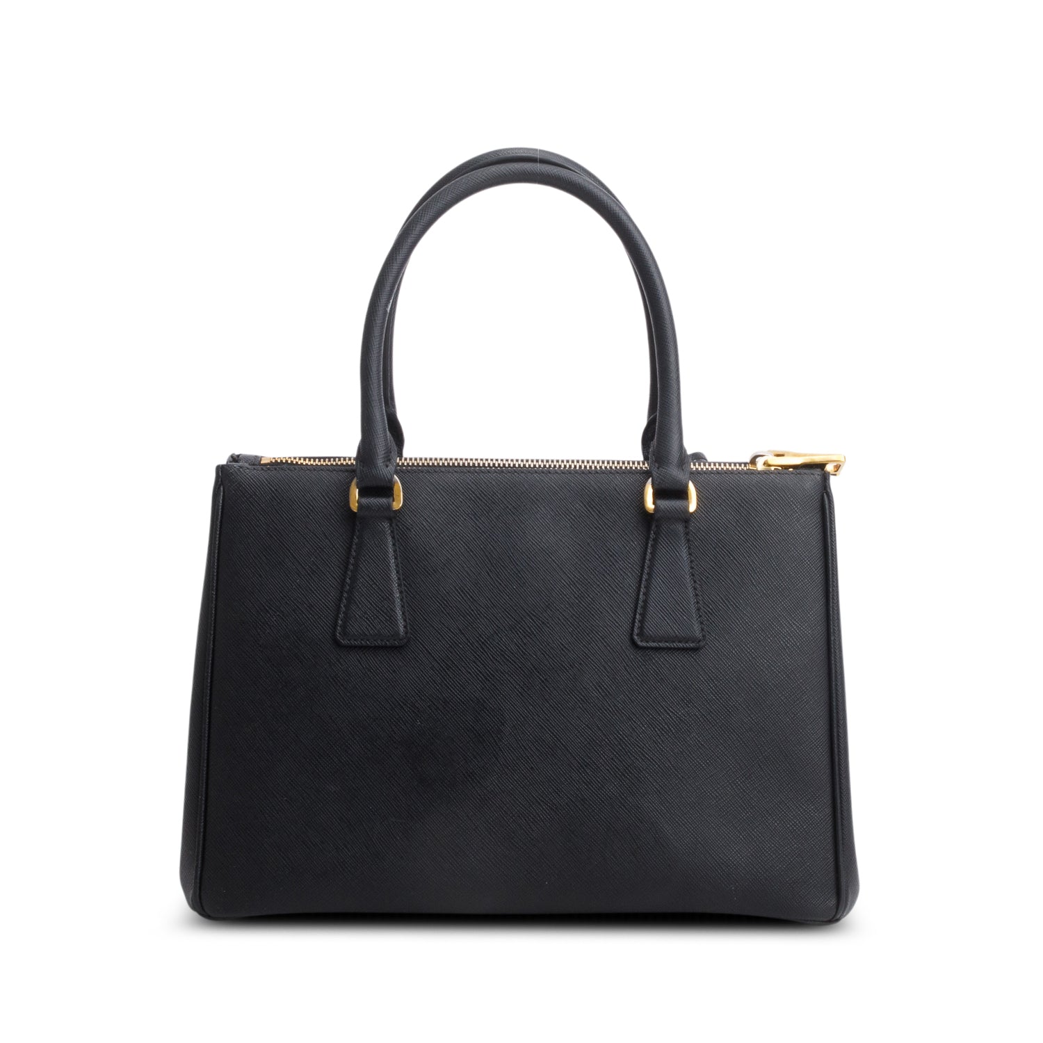 Prada Black Saffiano Leather Small Double Zip Galleria Tote