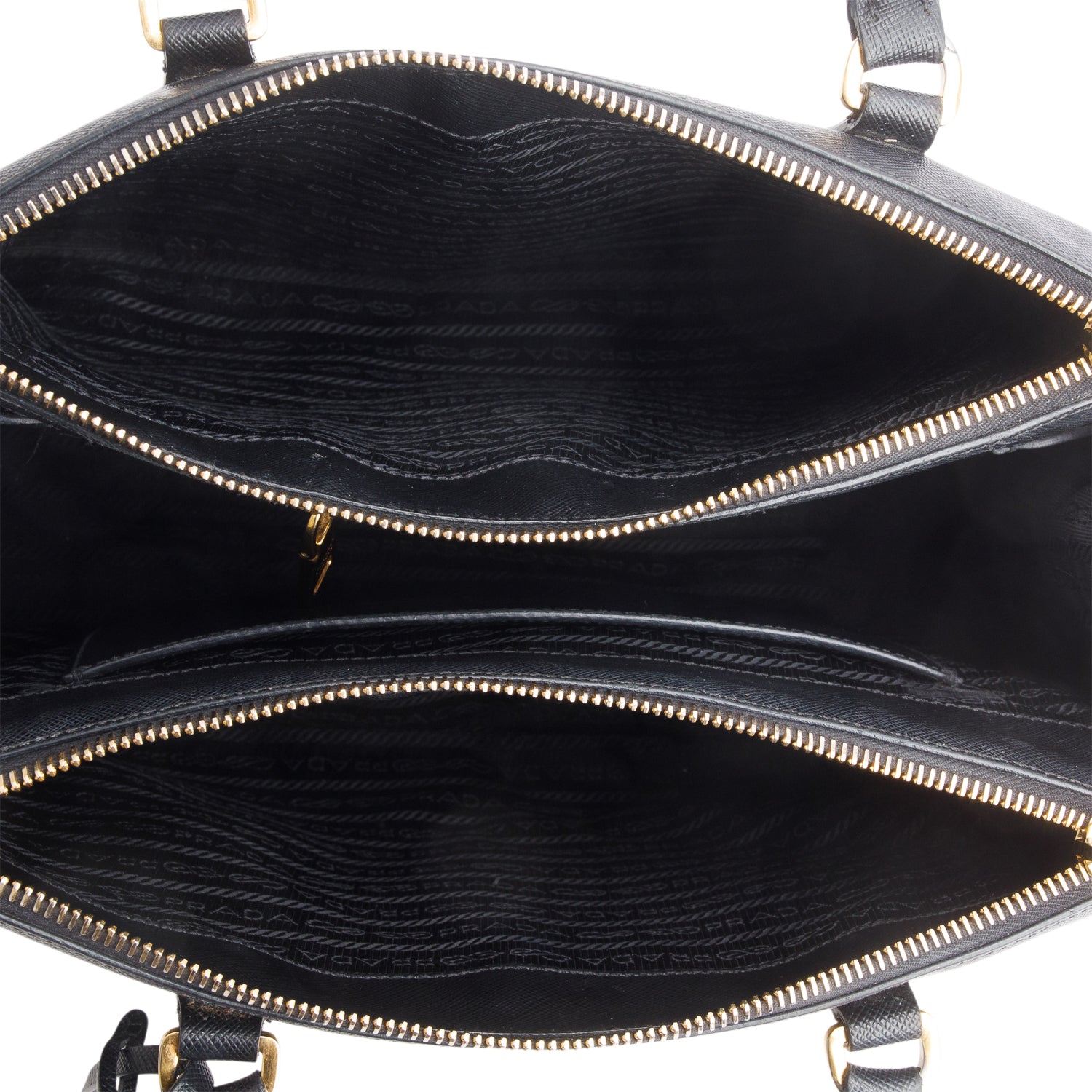 Prada Black Saffiano Leather Small Double Zip Galleria Tote