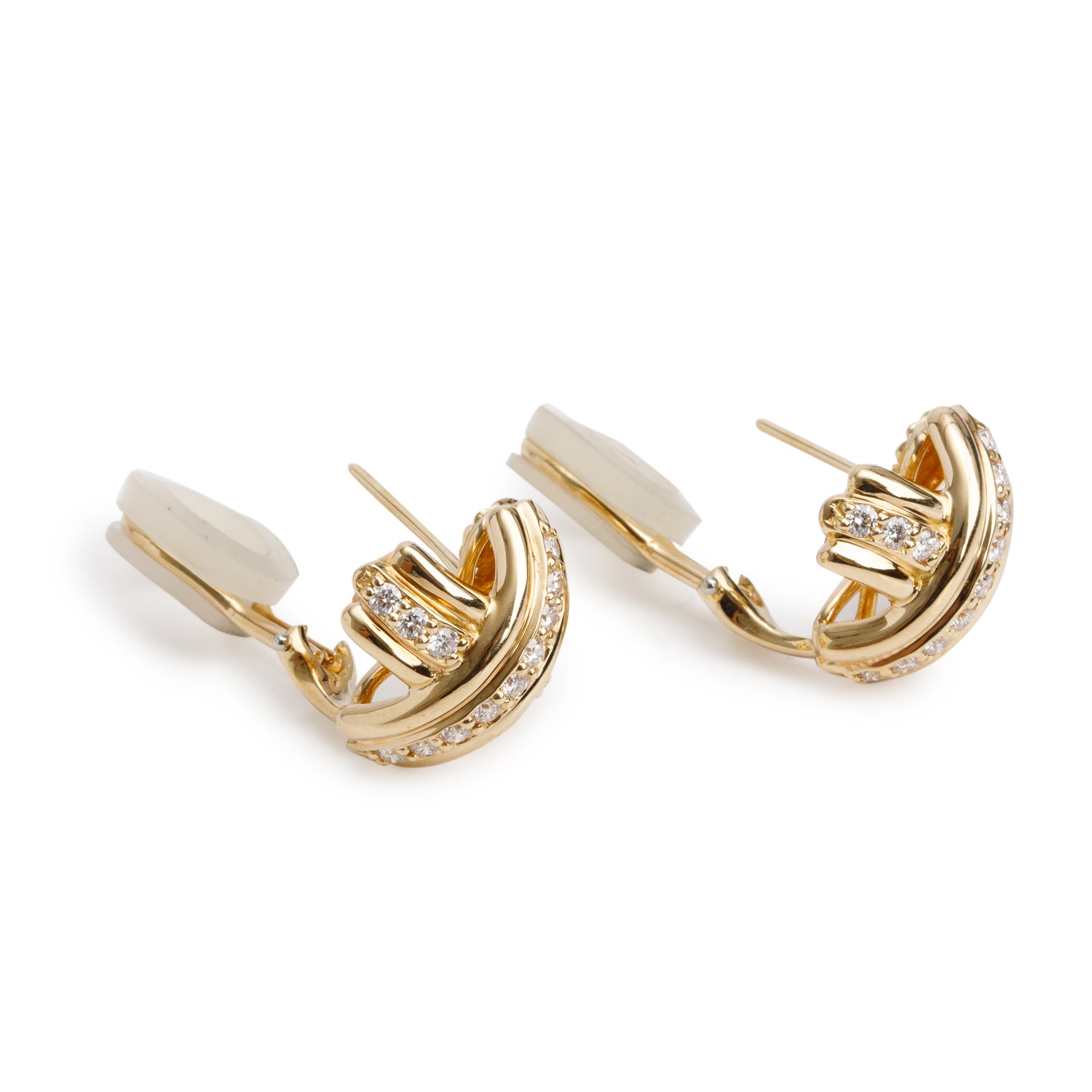 Tiffany & Co. Vintage 18k Yellow Gold Diamond Signature X Earrings w/ Box