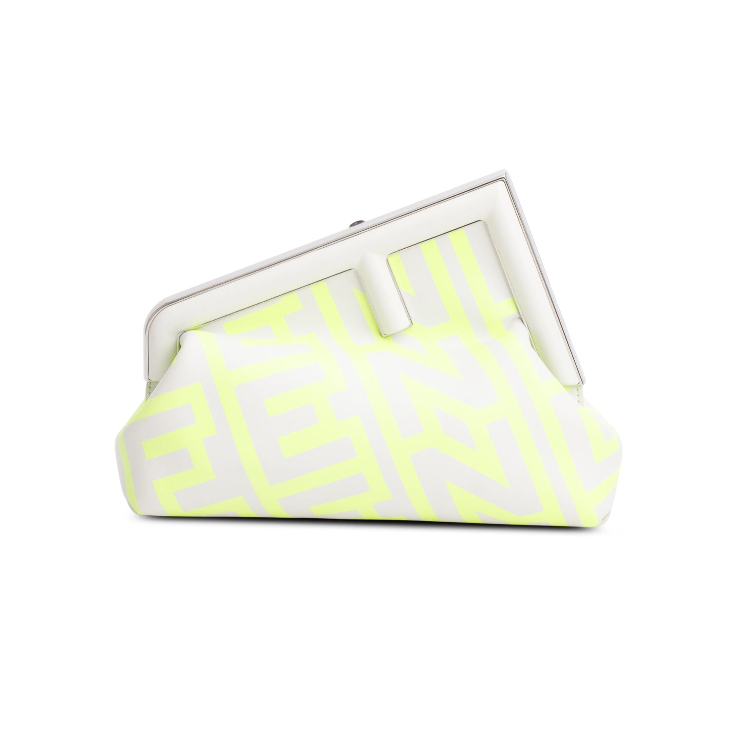 Fendi x Marc Jacobs 2023 Grey/Neon Green Vitello Logo Print Fendi First w/ Strap