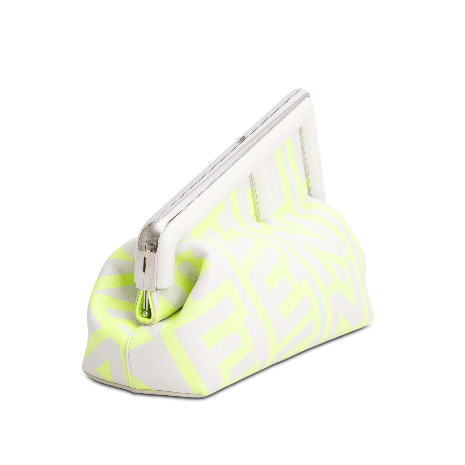 Fendi x Marc Jacobs 2023 Grey/Neon Green Vitello Logo Print Fendi First w/ Strap