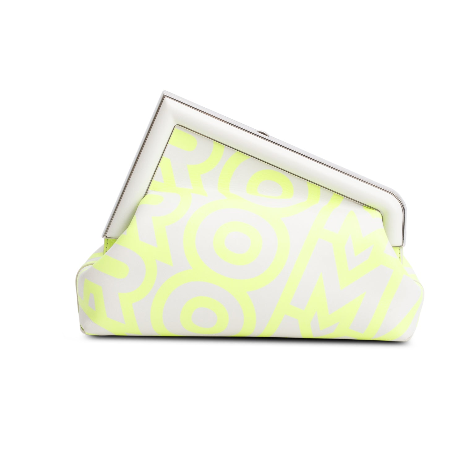Fendi x Marc Jacobs 2023 Grey/Neon Green Vitello Logo Print Fendi First w/ Strap