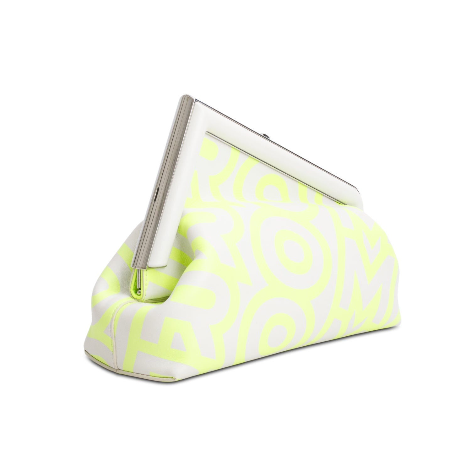 Fendi x Marc Jacobs 2023 Grey/Neon Green Vitello Logo Print Fendi First w/ Strap