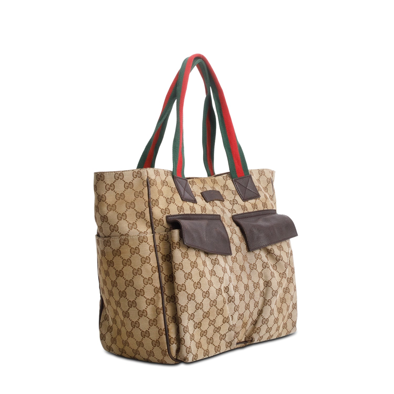 Gucci GG Monogram Medium Web Handle Double Pocket Tote