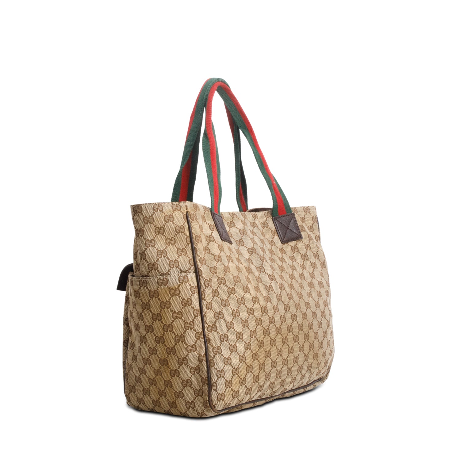 Gucci GG Monogram Medium Web Handle Double Pocket Tote