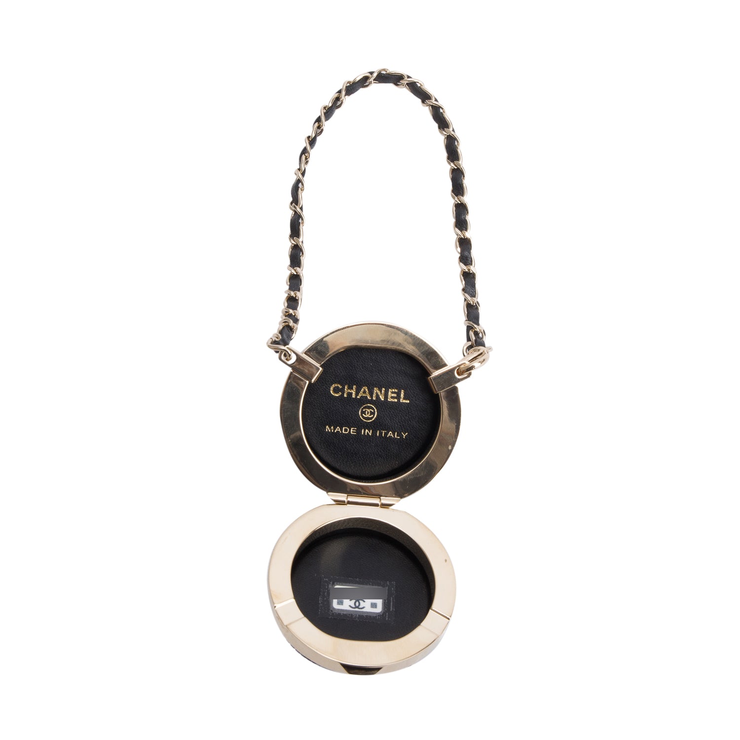 Chanel Black Lambskin Quilted Sphere Mini Bag Charm w/ Box