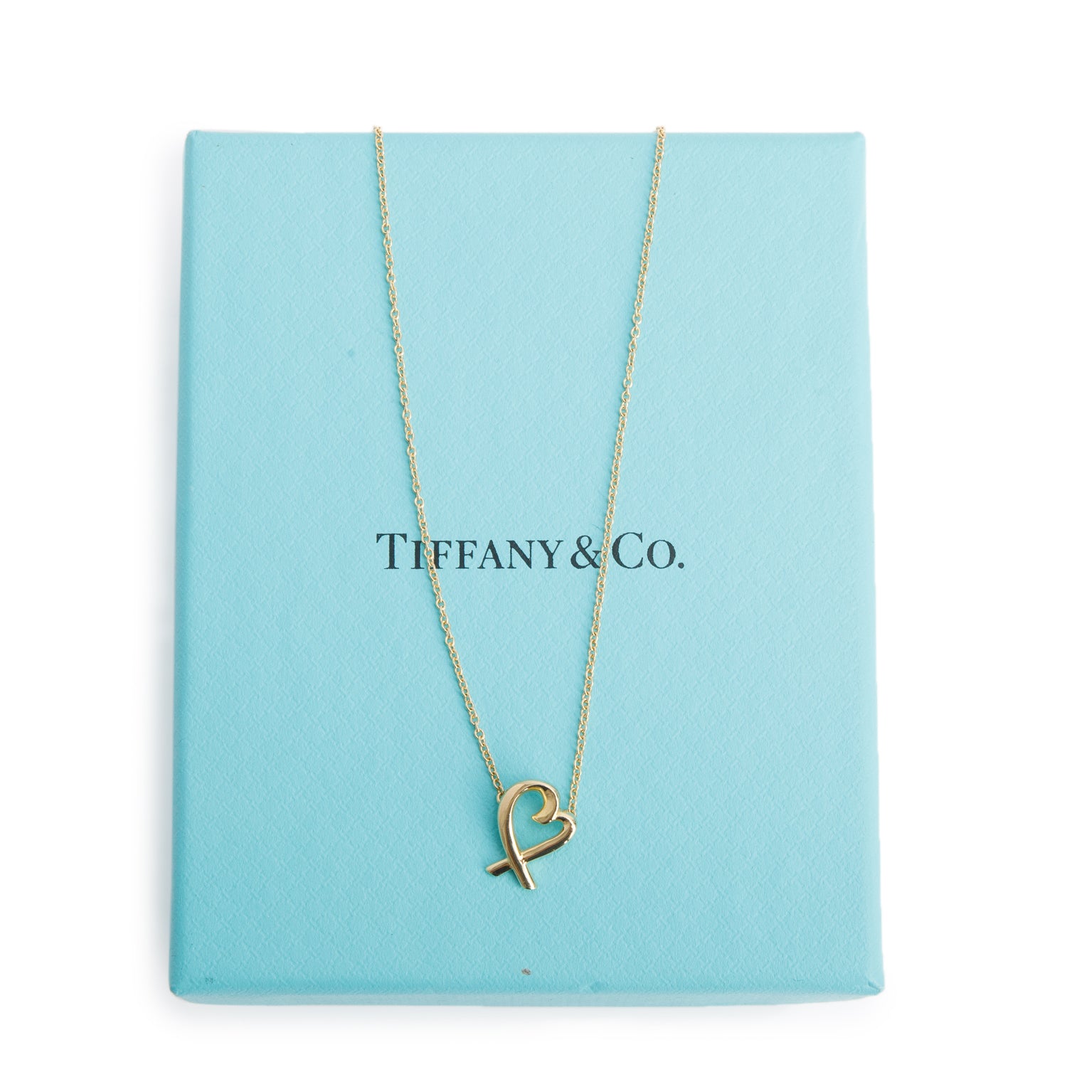 Tiffany & Co. Paloma Picasso 18k Yellow Gold Mini Loving Heart Pendant Necklace w/ Box
