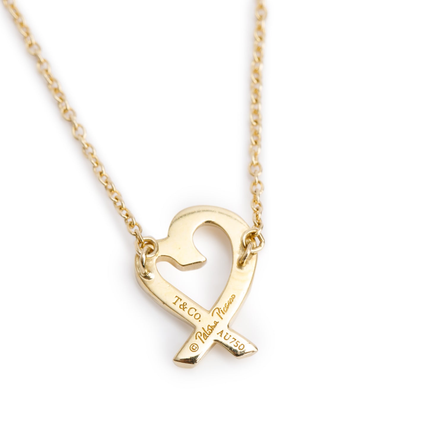 Tiffany & Co. Paloma Picasso 18k Yellow Gold Mini Loving Heart Pendant Necklace w/ Box
