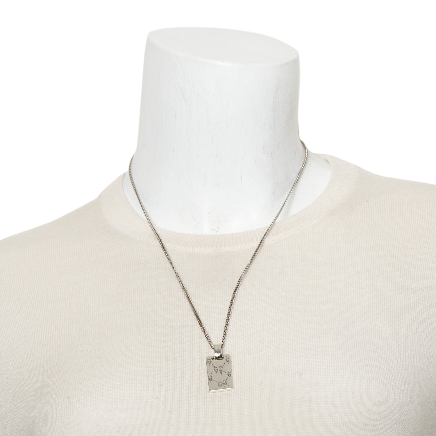Gucci Sterling Silver Ghost Pendant Necklace w/ Box
