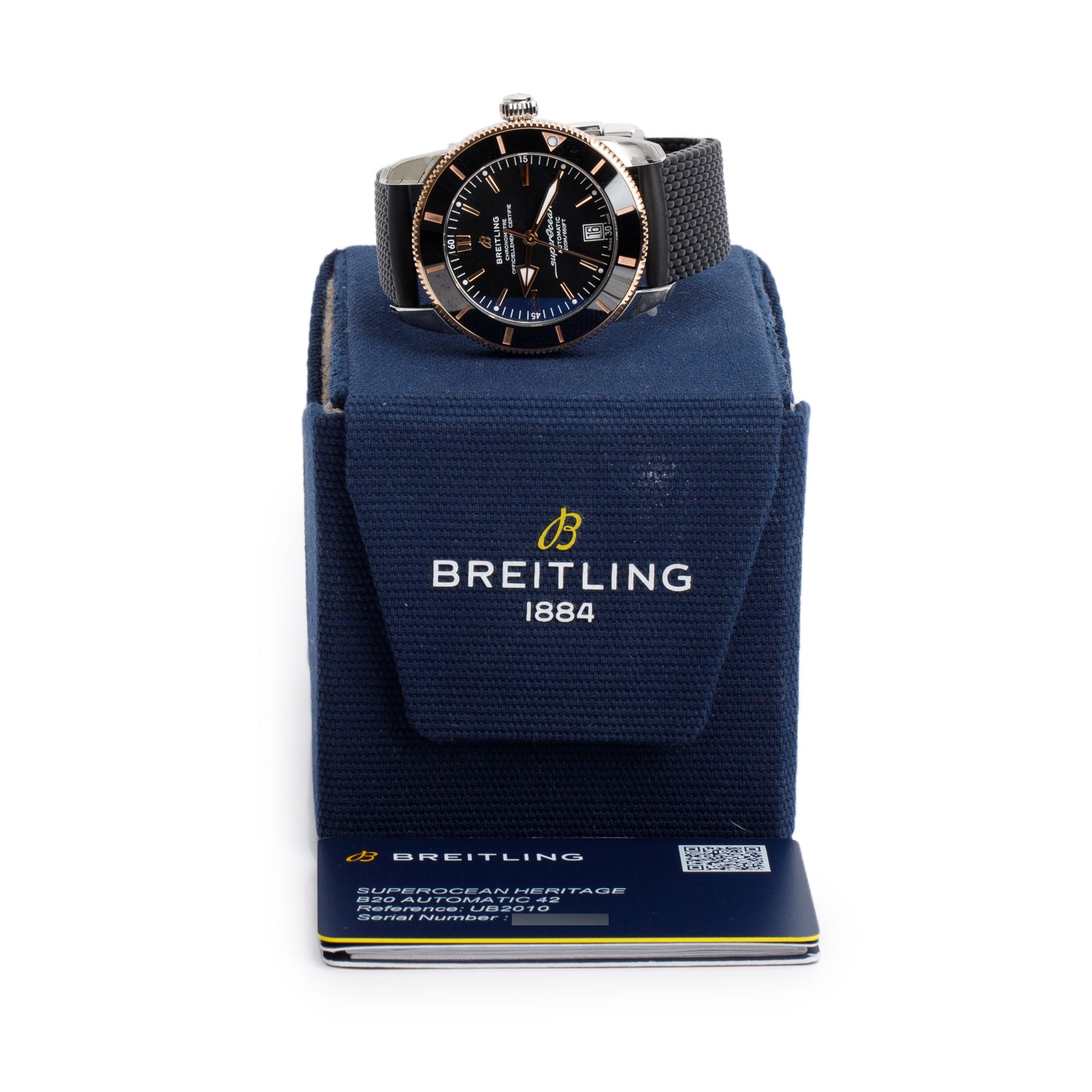 Breitling Stainless Steel & 18k Rose Gold Superocean Heritage B20 42 MM Automatic Watch Black Dial UB2010 w/ Box & Papers