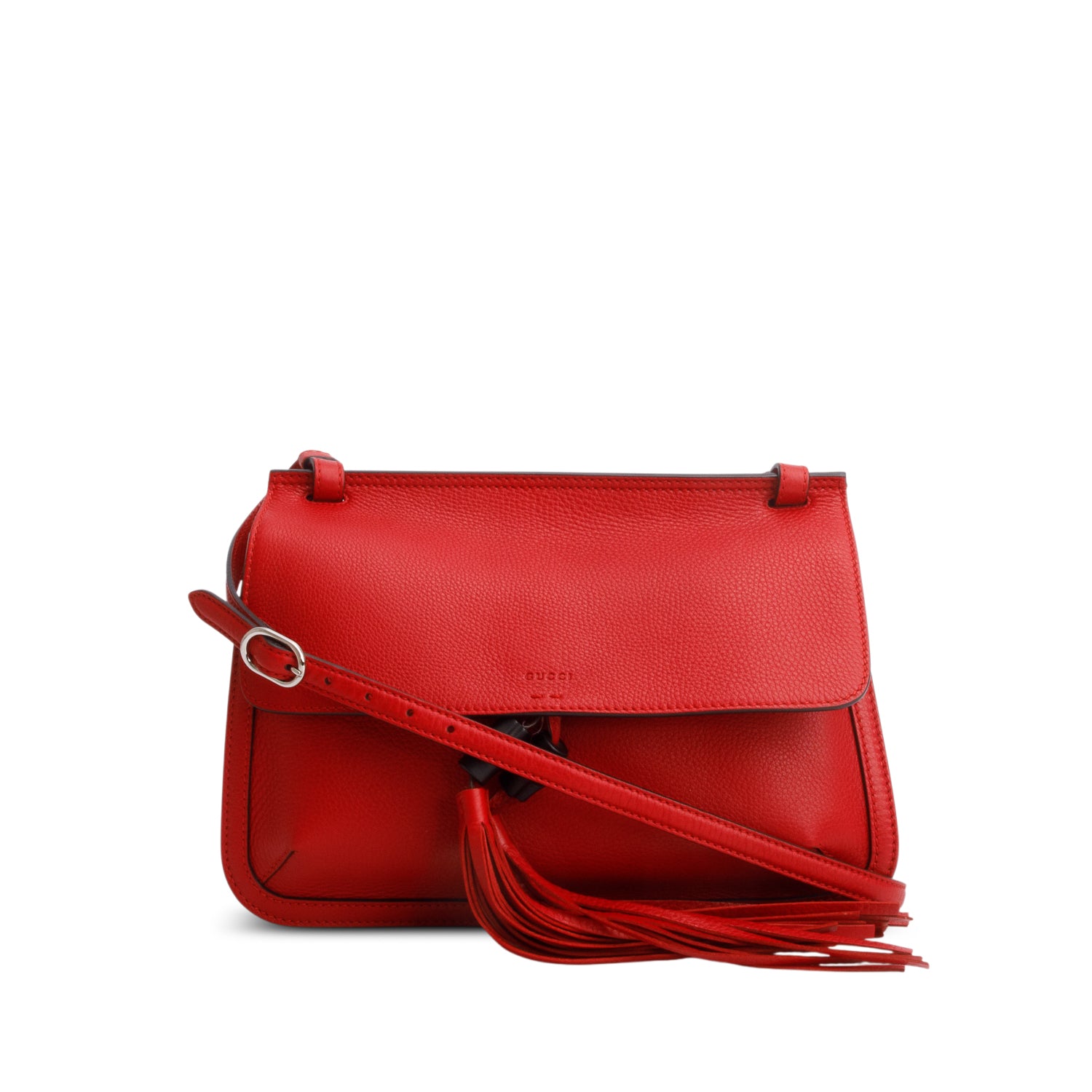 Gucci Red Cellarius Calfskin Medium Bamboo Daily Flap Shoulder Bag