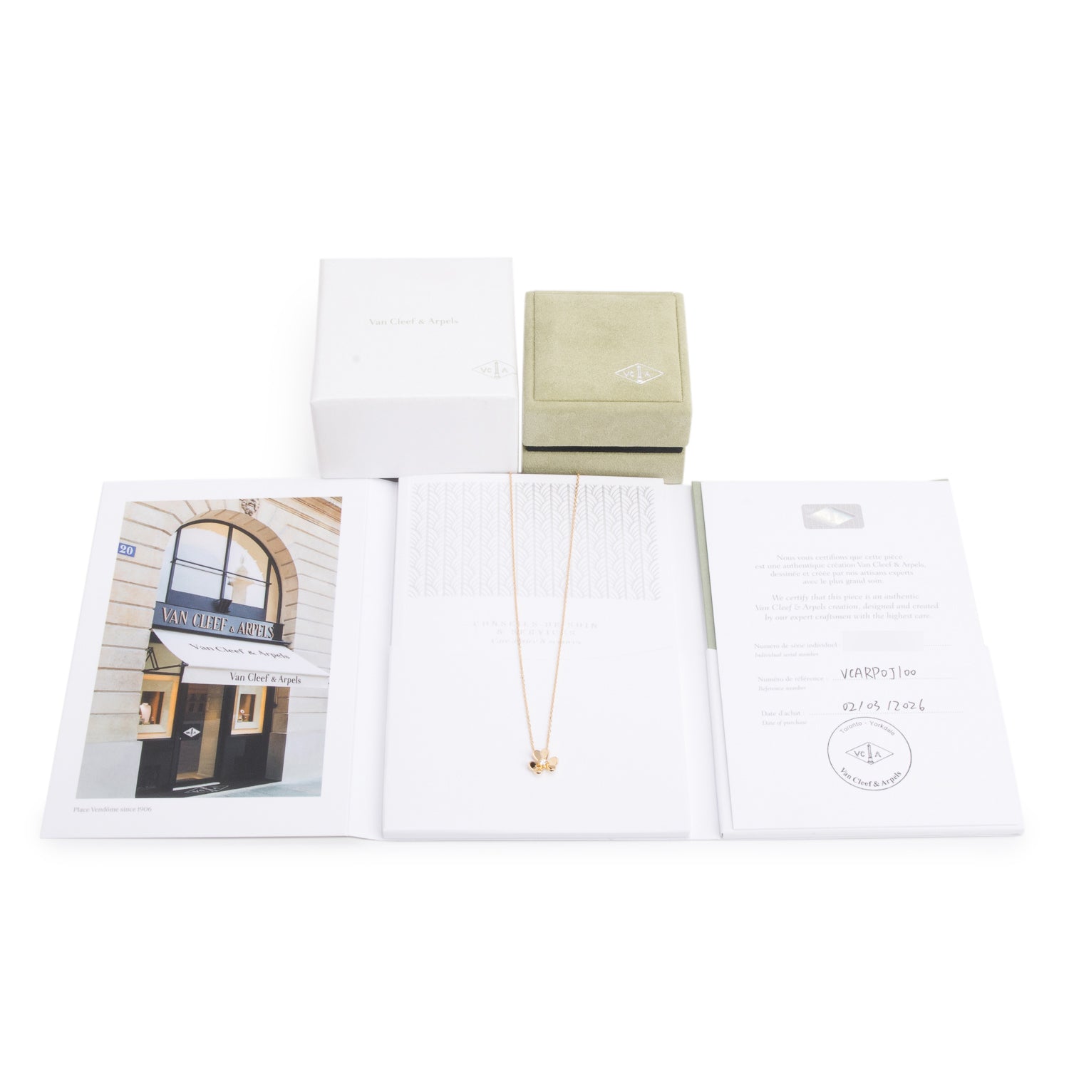 Van Cleef & Arpels 2026 18k Yellow Gold Diamond Frivole Pendant Necklace, Mini Model w/ Box, Receipt & Certificate