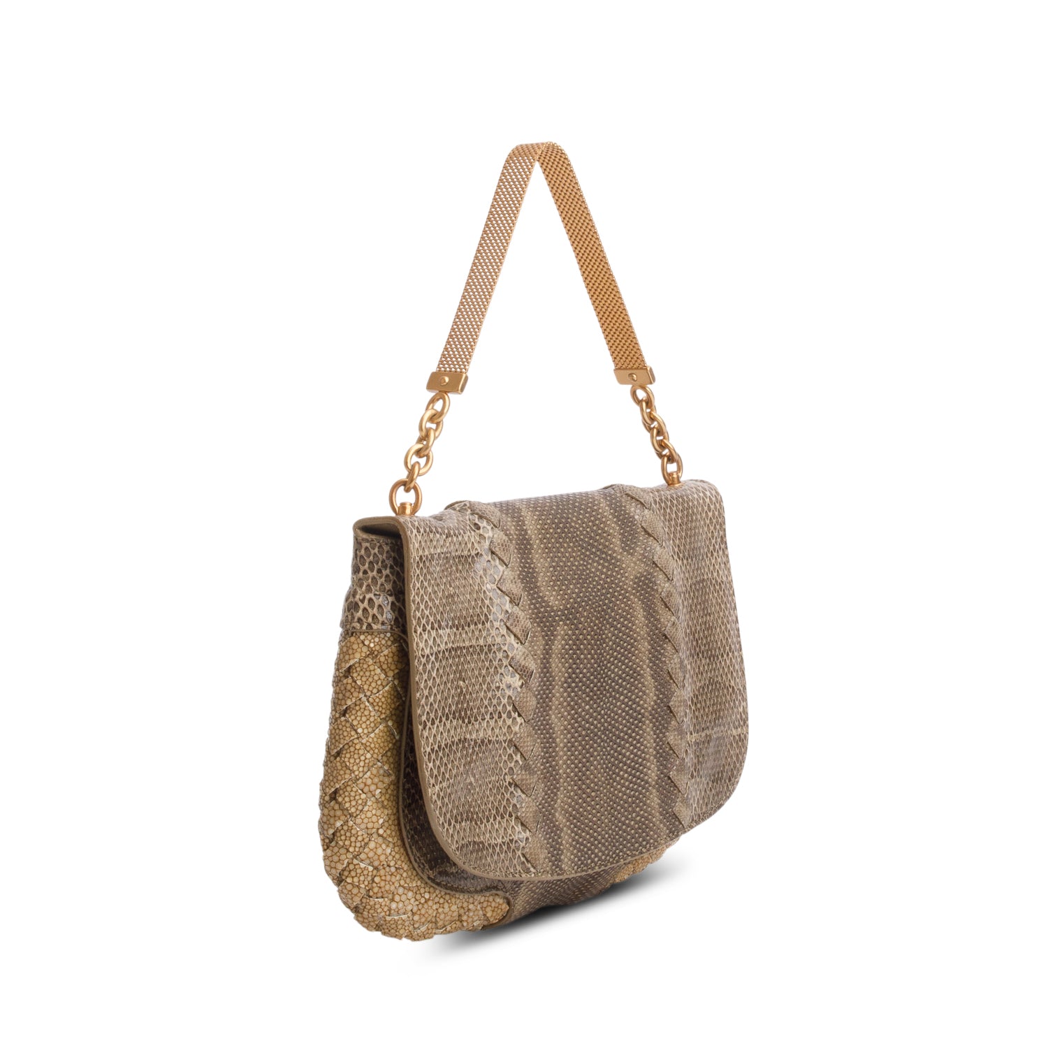 Bottega Veneta Green Snakeskin Intrecciato Mini Bag