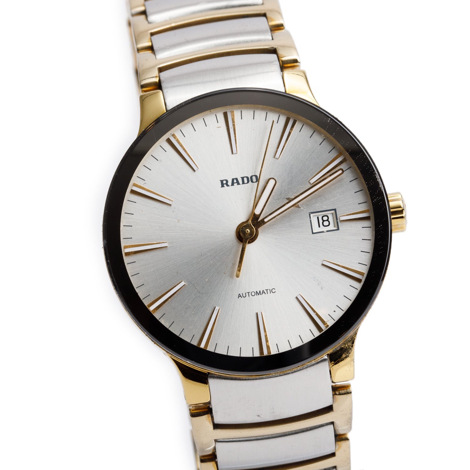 Rado Gold Plated & Stainless Steel Centrix 38 MM Automatic Watch, Silver Dial